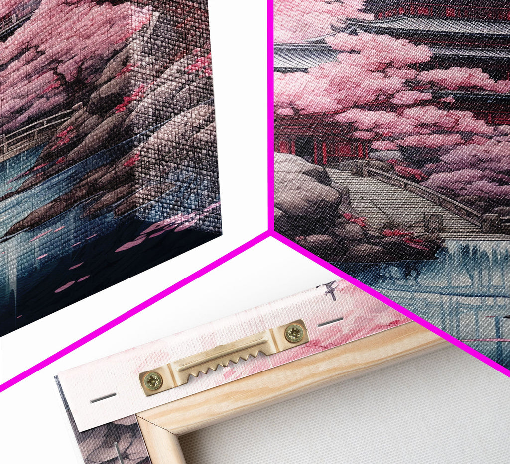 Pagoda Wall Art, Japanese Wall Art, Asian Art, Cherry Blossom Tree, Canvas Print, Wall Art, Vertical Art, Engagement Gift, Prints Wall Art | | Wiccan Center