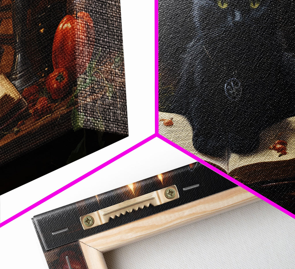 The Witch's Familiar, Black Cat Art, Witch Print, Framed Canvas or Poster, Victorian Oil Painting, Dark Academia, Witchcraft Decor | | Wiccan Center