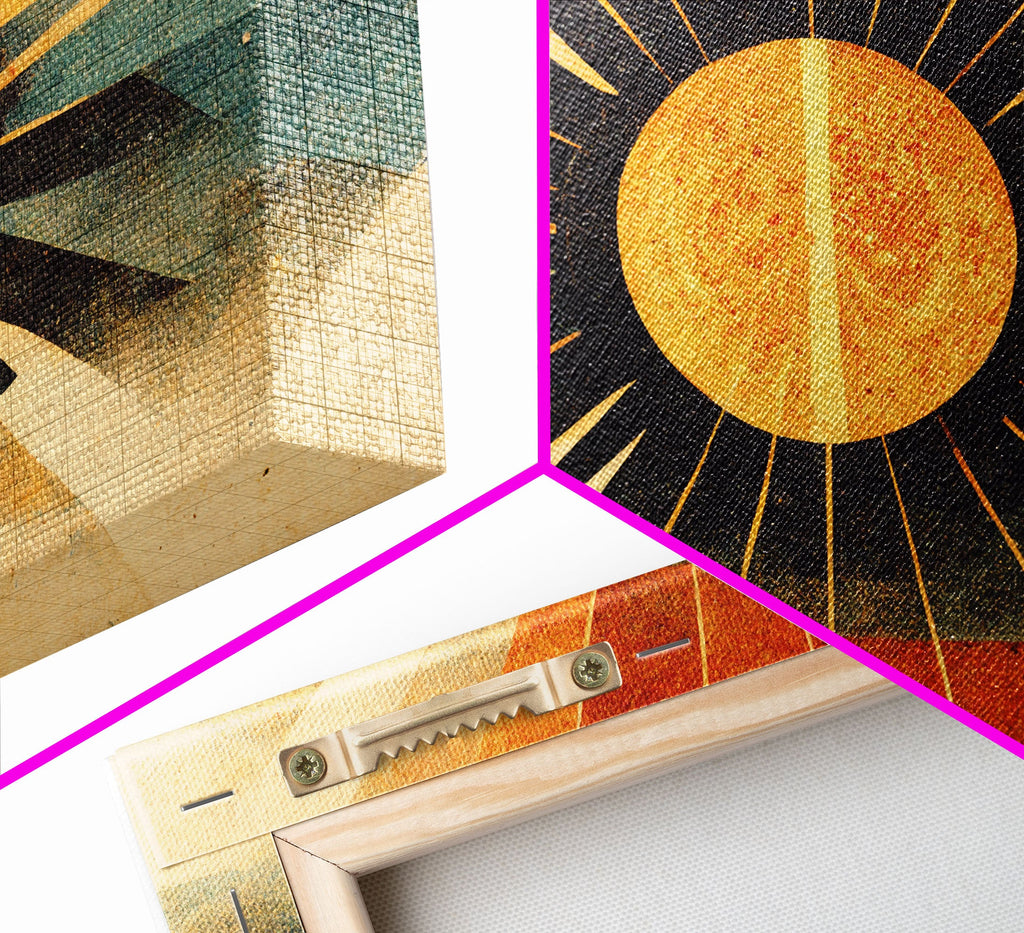 Sunset Art Deco Sunburst Wall Art, Ready To Hang Canvas Print, Panoramic Art, Art Deco Wall Decor, Above Bed, Above Couch, Above Sofa | | Wiccan Center
