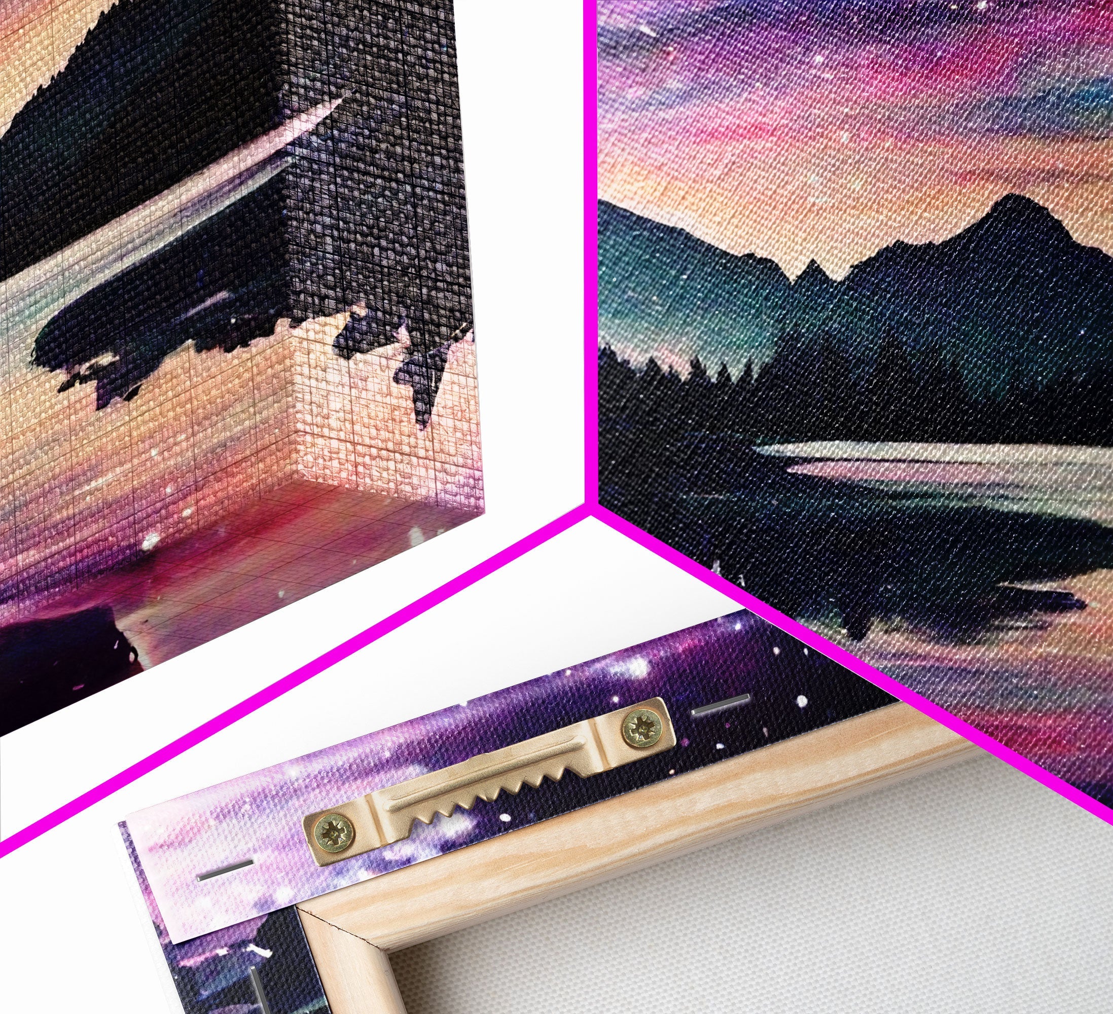 Fantasy Starry Night Magical Forest Landscape, 3 Piece Wall Art, Ready To Hang Canvas Print, Cool Unique Living Room Wall Art Decor | | Wiccan Center