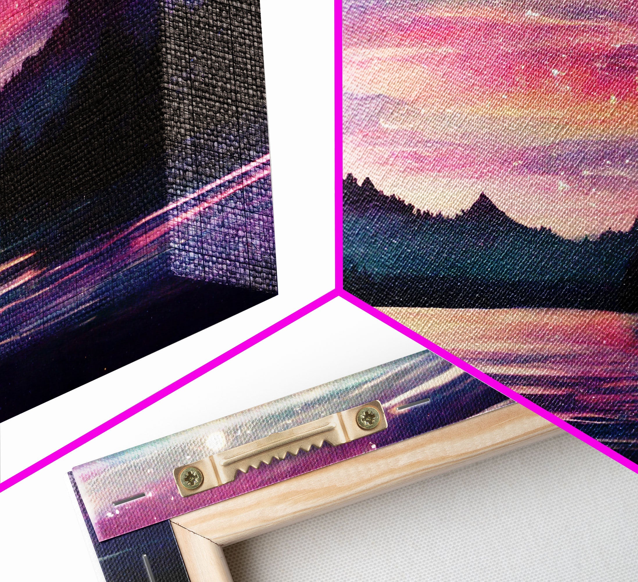 Starry Night Magical Forest Fantasy Landscape, 3 Piece Wall Art, Ready To Hang Canvas Print, Cool Living Room Wall Art Decor | | Wiccan Center