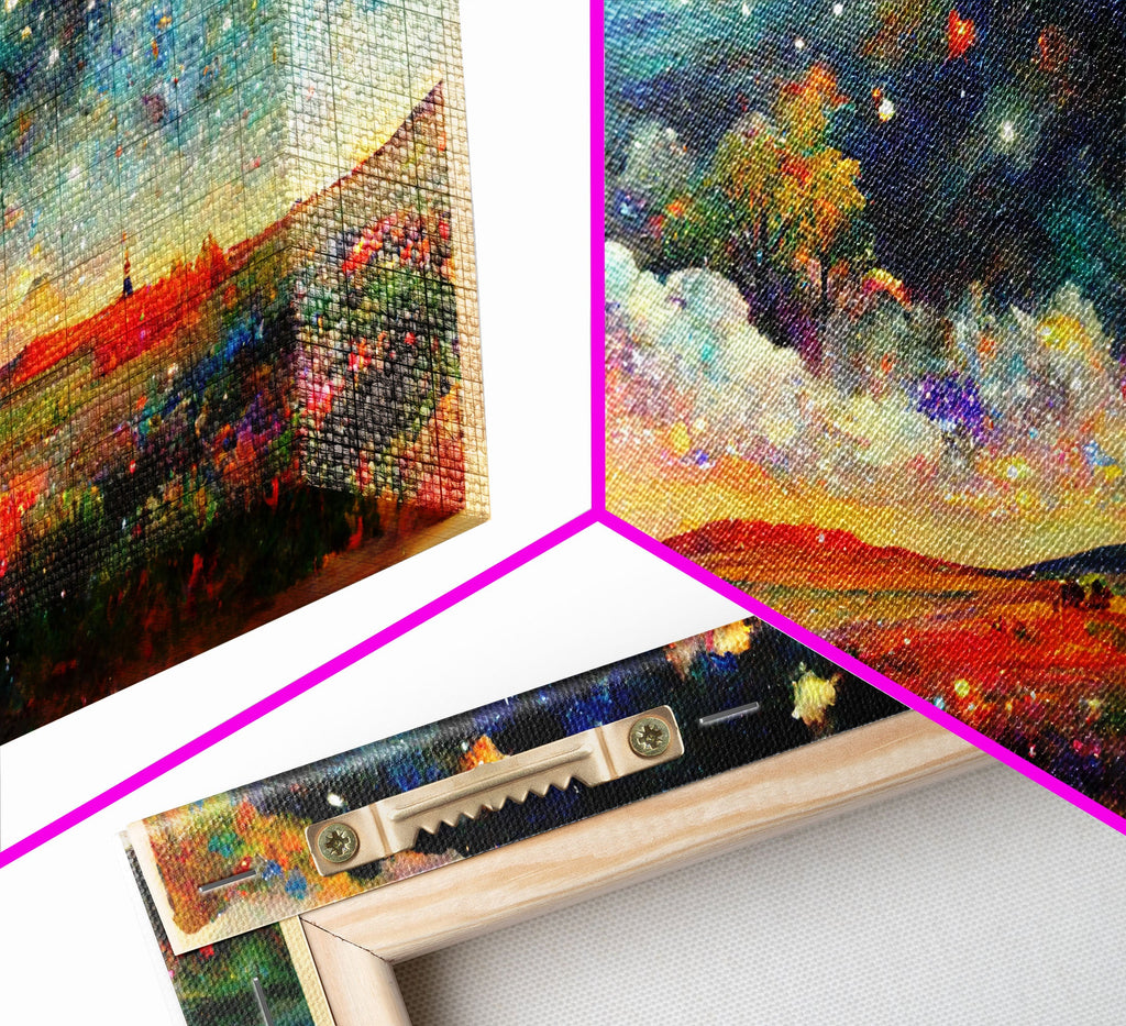 Night Starry Sky Landscape Colorful Night Sky Nature Living Room Wall Art Spiritual Starry, 3 Piece Wall Art, Ready To Hang Canvas Print | | Wiccan Center