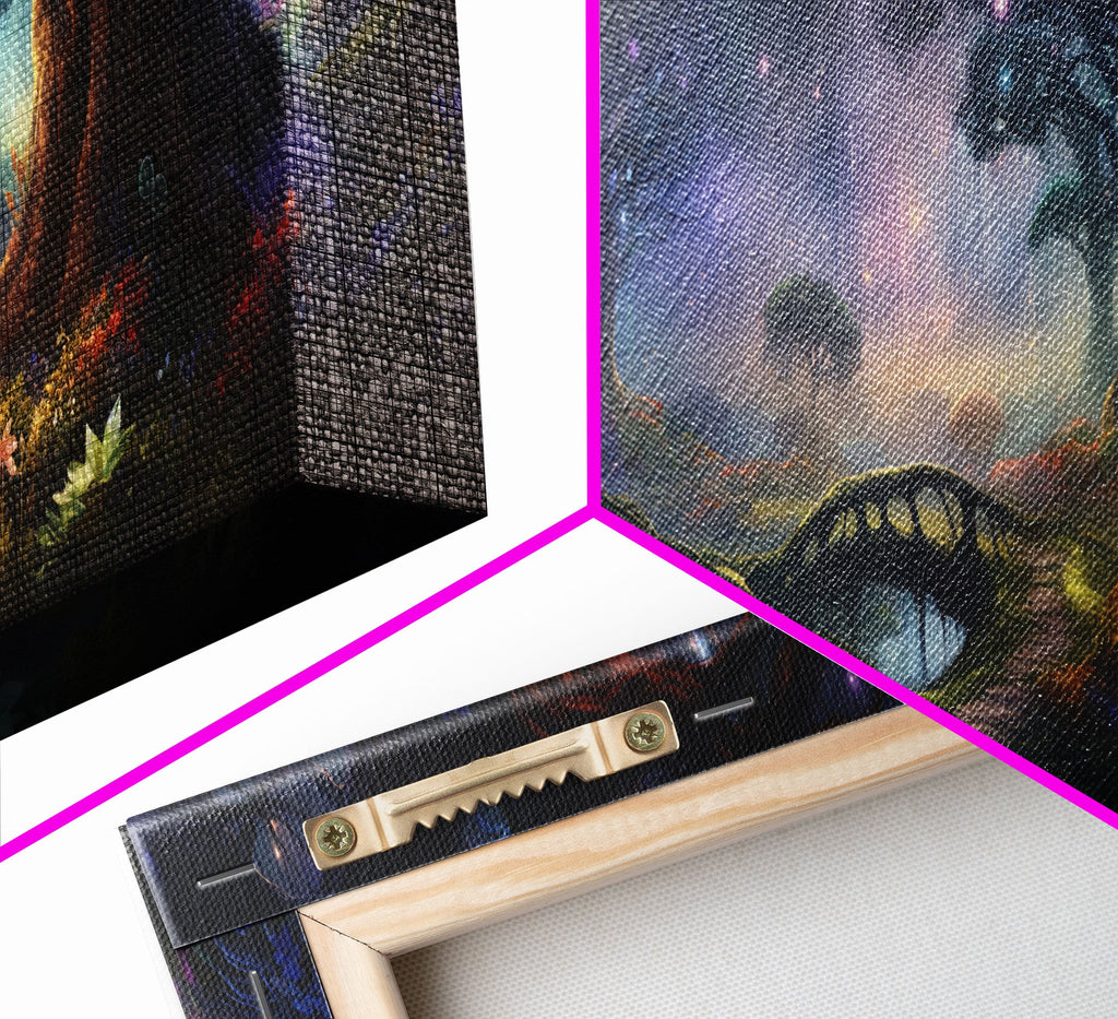 Spiritual Fantasy Forest Wall Art Print, Lanterns and Glowing Trees and Rivers, Fantasy Painting, Living Room Wall Art | | Wiccan Center