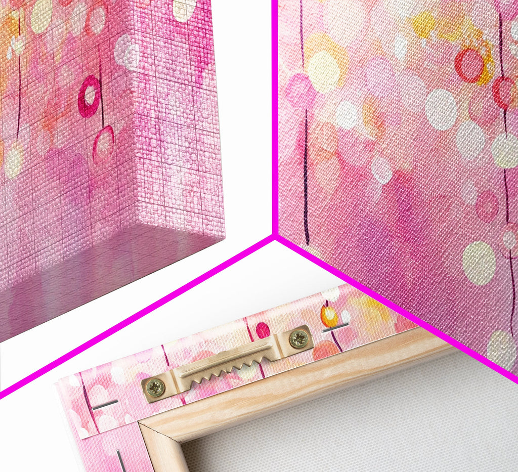 Magical Fairy Light Pink Abstract Canvas Print with Bokeh Lights, Ideal Whimsical Art for Living Room, Vertical Skinny Wall Art | | Wiccan Center