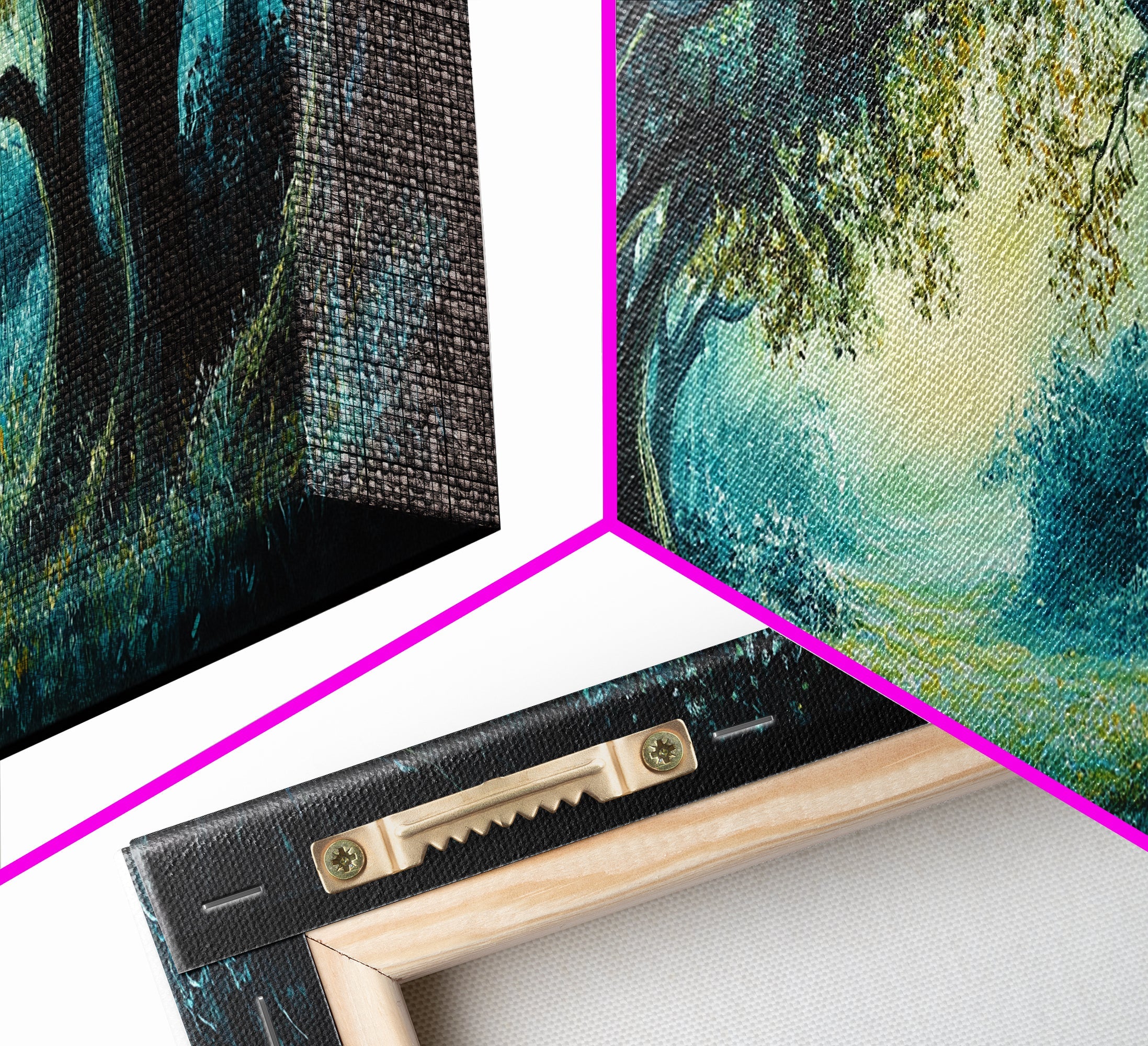 Enchanted Forest Framed Canvas Print Magical Woodland Scene, Nature Wall Art, Fantasy Art, Dark Green Landscape, Home Decor | | Wiccan Center