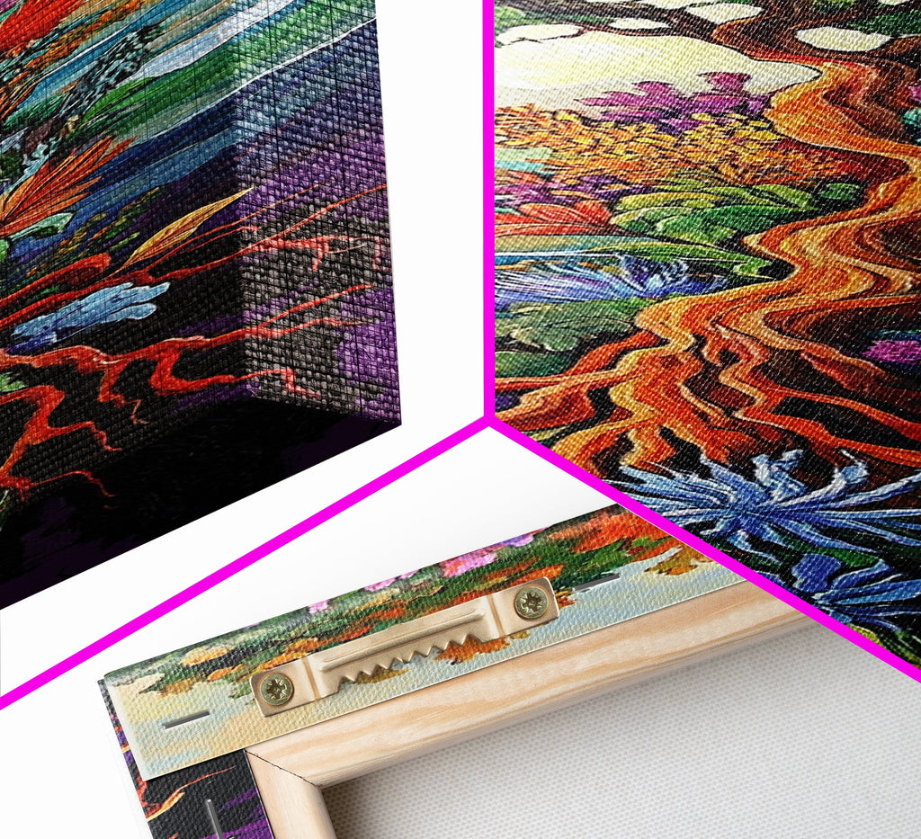 Tree of Life, Vibrant Roots, Abstract Nature Scene, Framed Canvas Print, Bohemian Home Art, Whimsical Bedroom Decor, Colorful Spiritual Art | | Wiccan Center