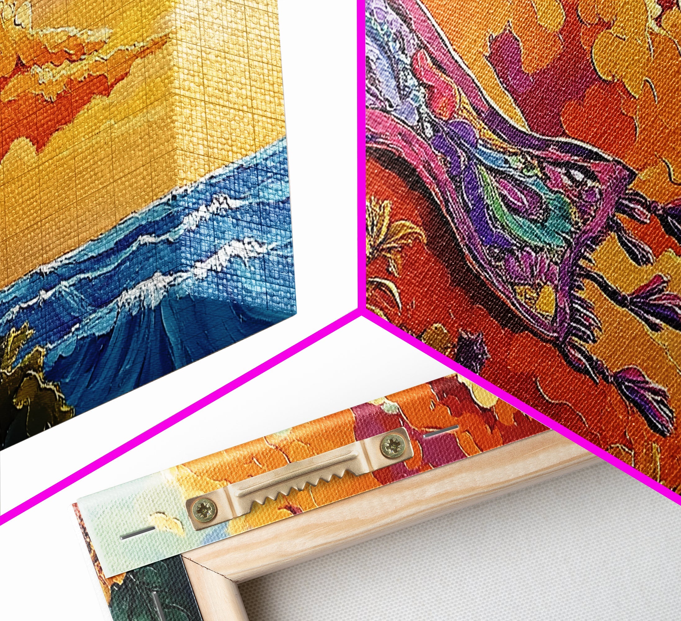 Sunset Coast, Rug, Framed Canvas Print, Sunset Beach Art, Magic Carpet Illustration, Vibrant Coastal Decor, Dreamy Bedroom Art | | Wiccan Center