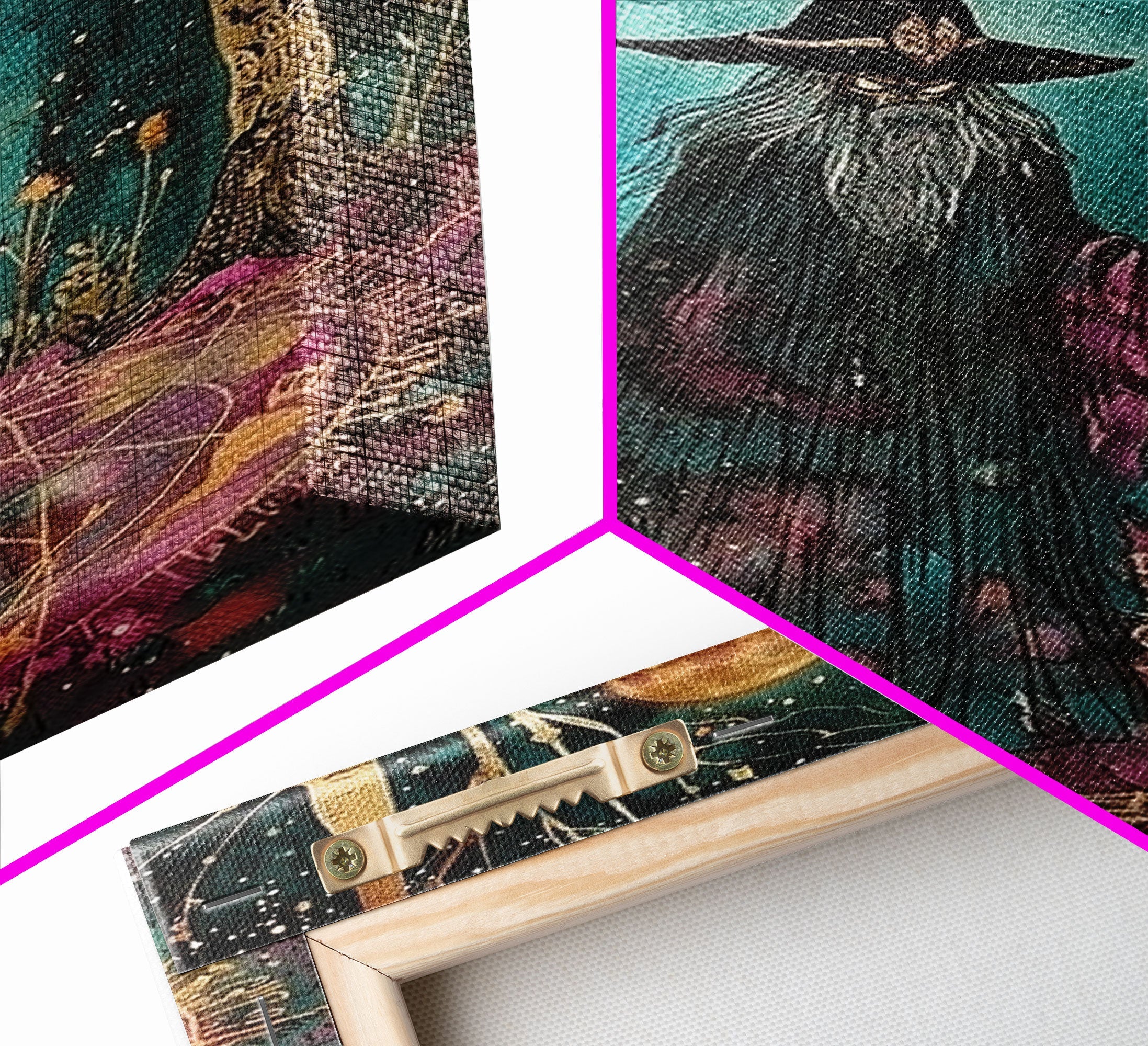 Halloween Wizard in Forest, Framed Canvas Print, Wall Art, Home Decor, Spooky Artwork, Magic Decor, Halloween Decor Painting, Holiday Decor | | Wiccan Center