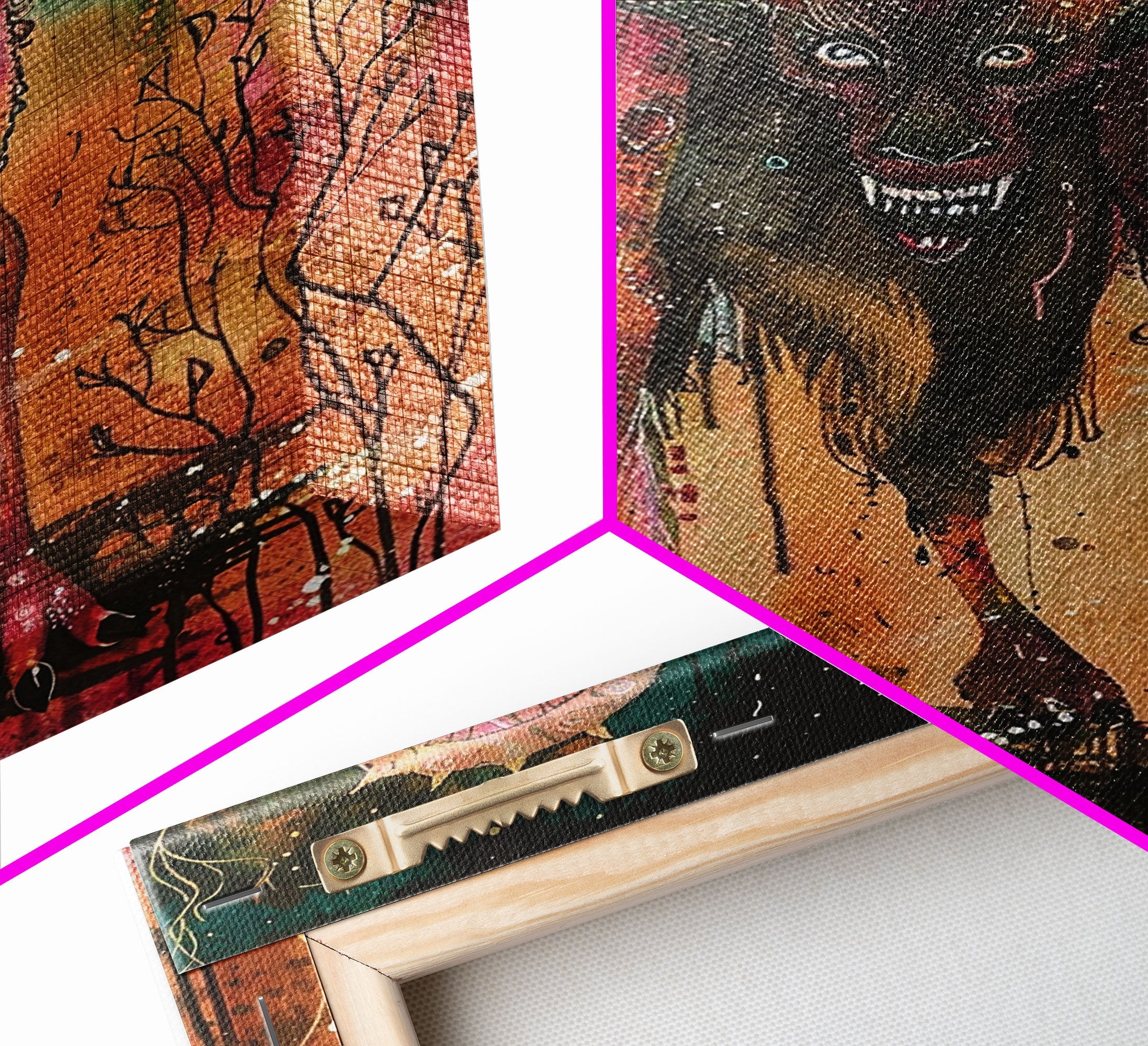 Spooky Goat Demon in the Woods Framed Canvas Print, Halloween Art, Creepy Wall Art Spooky Home Decor, Scary Art Mysterious Living Room Decor | | Wiccan Center