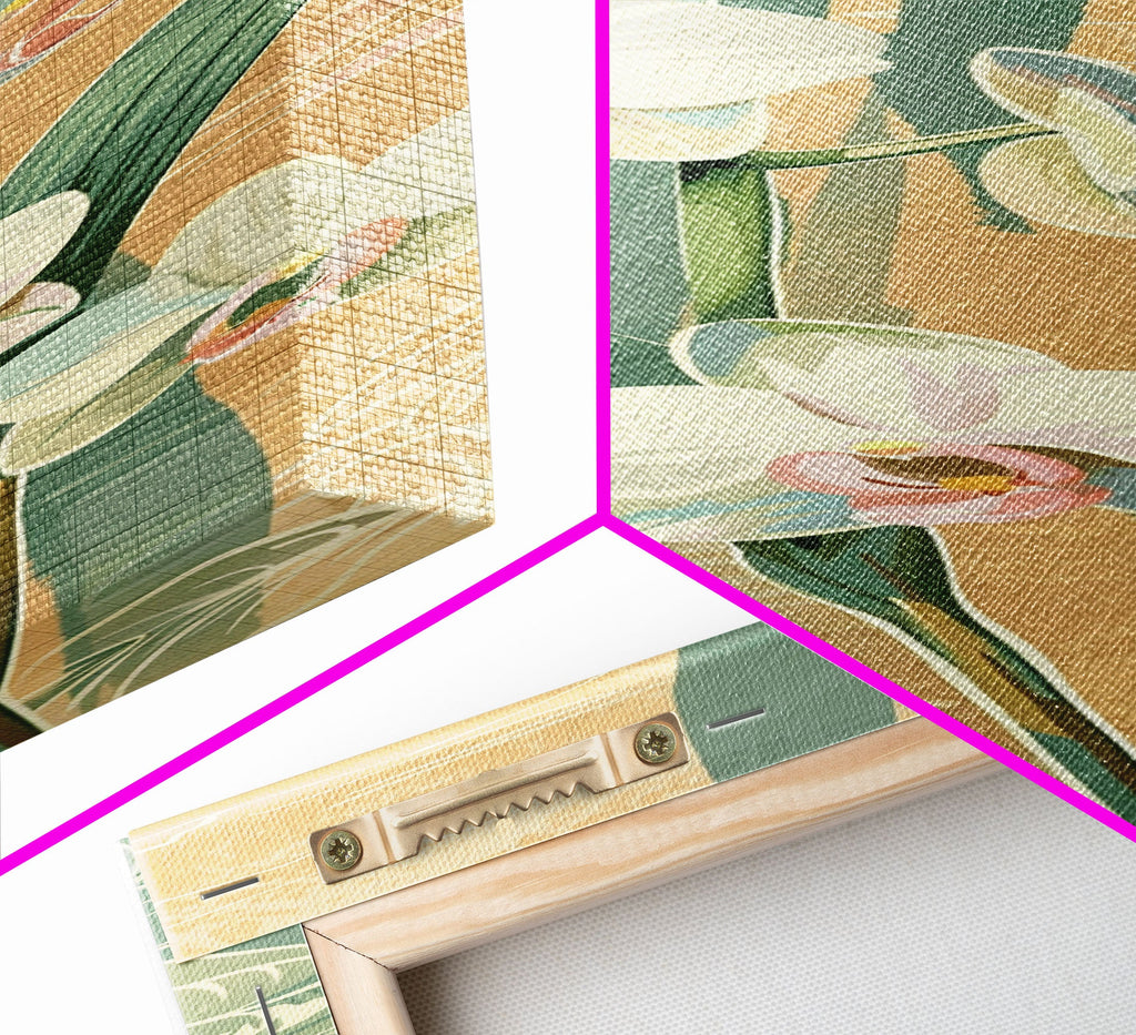 Skinny Art Tall Art Framed Canvas Print Orchids In Delicate Tones With Subtle Background Elements Ukiyo-e Japanese Style Art Wood Block Print | | Wiccan Center