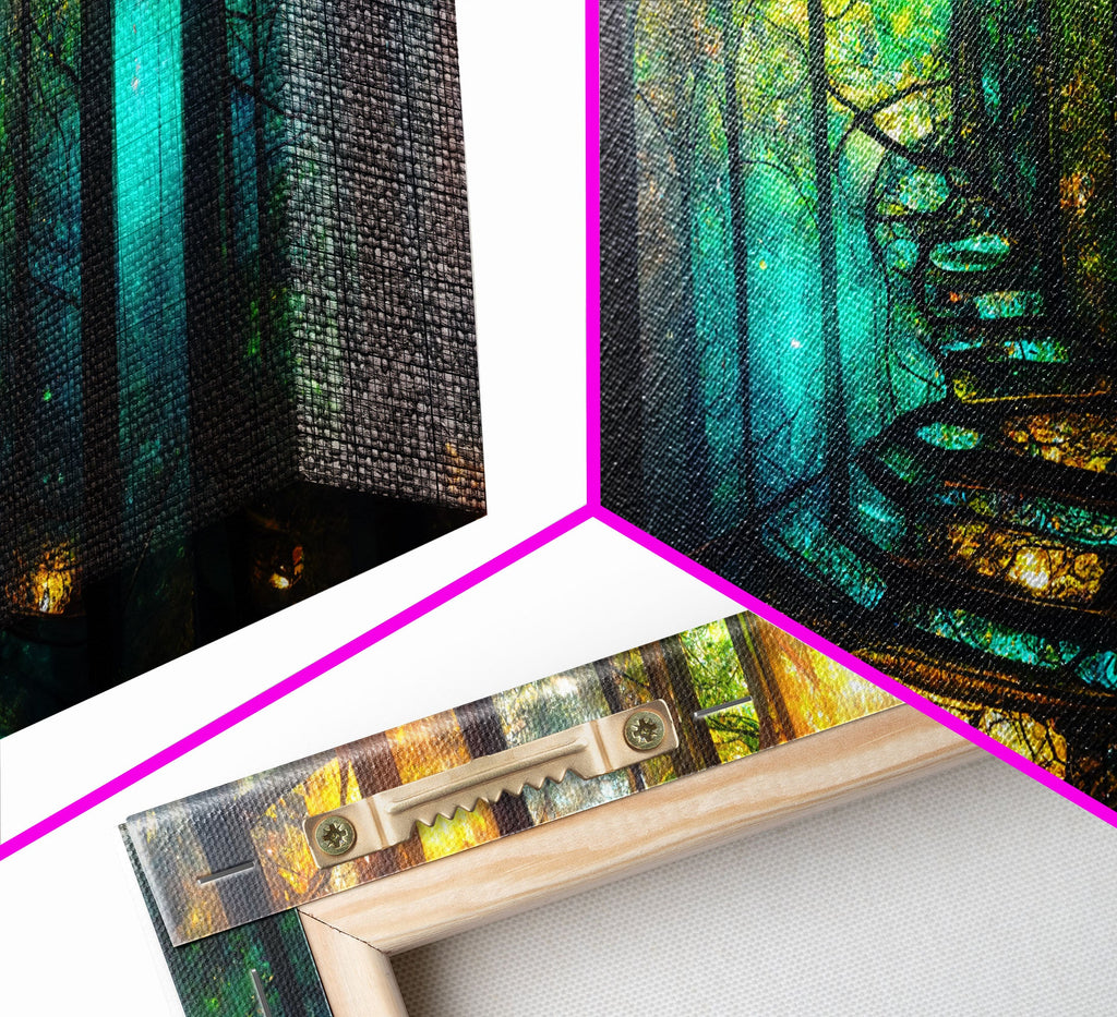 Fantasy wall art, canvas print, magical forest, fantasy landscape art, ready to hang wall art, bioluminescent glowing fantasy wall decor | | Wiccan Center