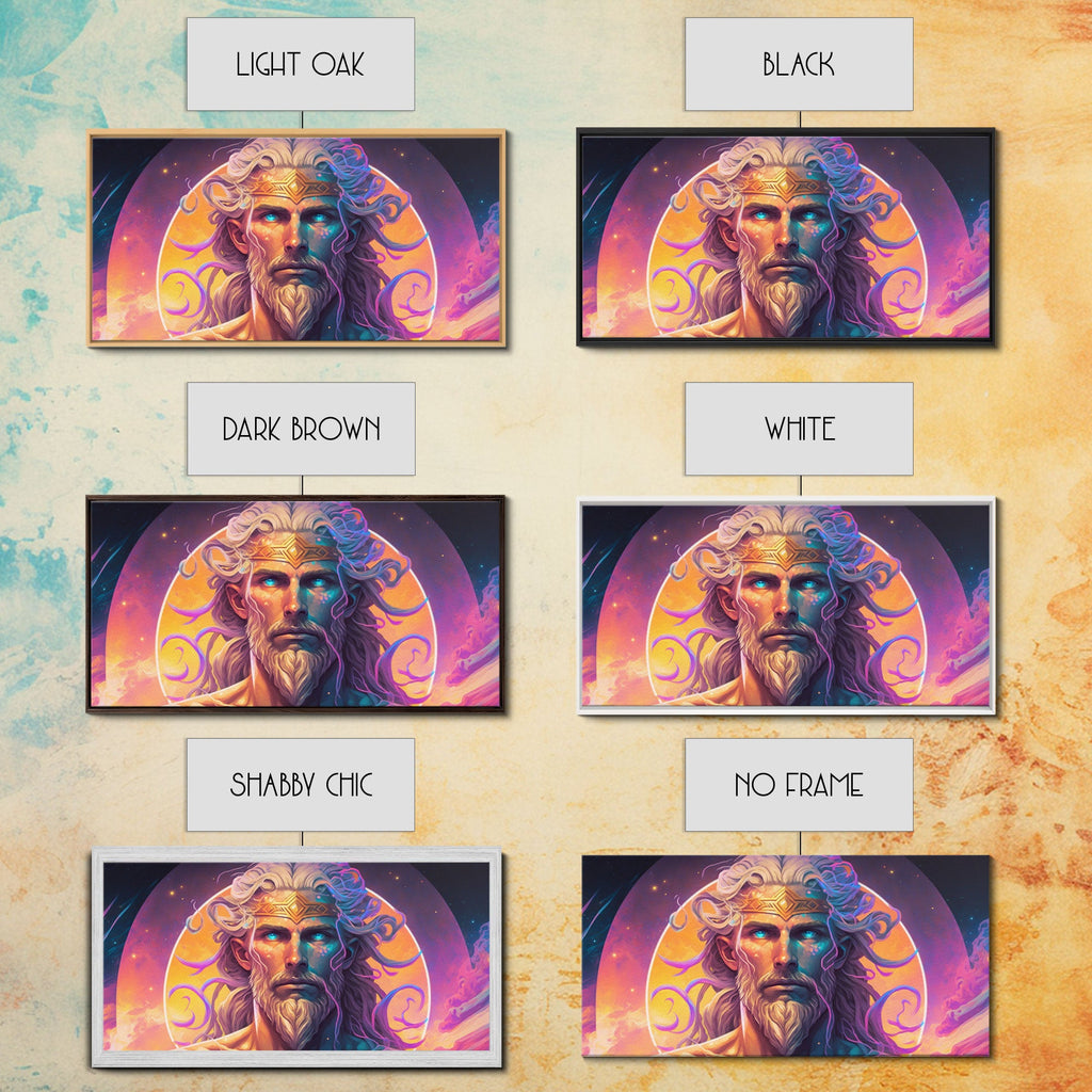 Norse God Freyr, Framed Canvas Print, Vaporwave Style Norse Mythology Art, Retro Vibes | | Wiccan Center