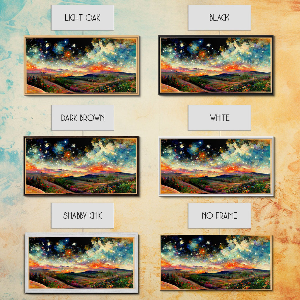 Night Starry Sky Landscape On Canvas Print Colorful Night Sky Painting Nature Painting Living Room Wall Art Spiritual Starry Painting | | Wiccan Center