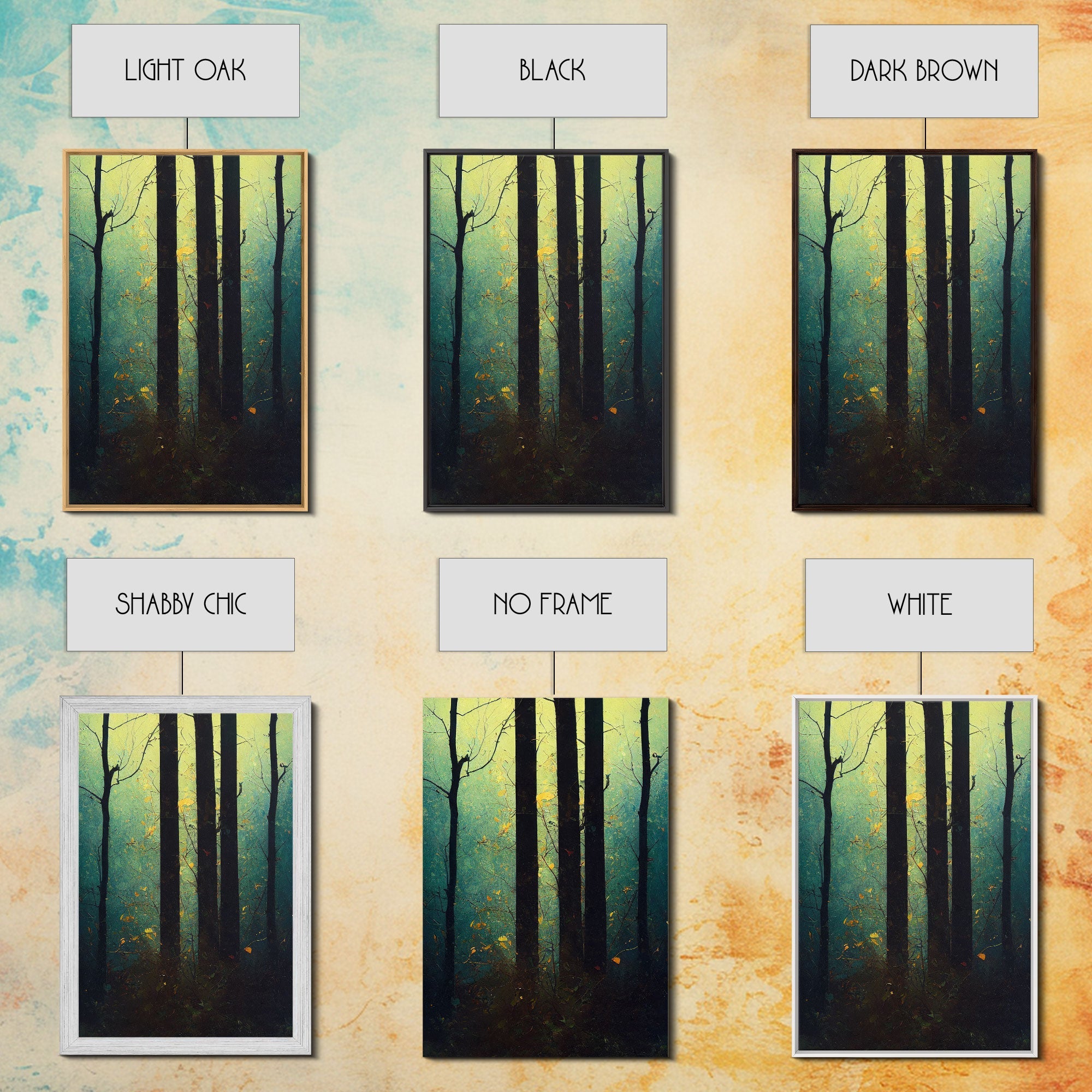 Magical Forest Oil Painting Style, Spooky Pirate Ship Art, Framed Canvas Print, Ready To Hang Framed Wall Art, Living Room Wall Hanging | | Wiccan Center