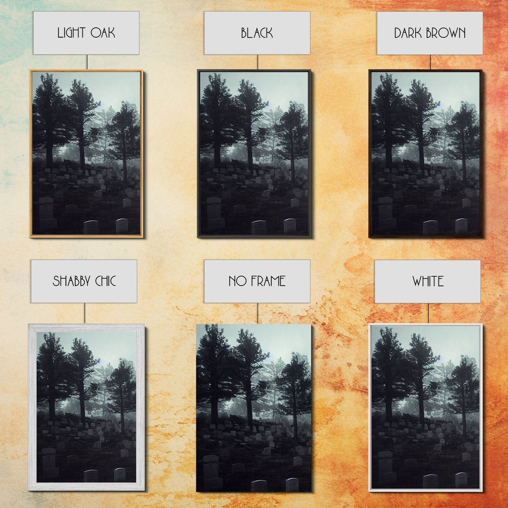 Spooky haunted graveyard at night, art for witches, 3 piece canvas, 3 piece wall art, cemetery art | | Wiccan Center