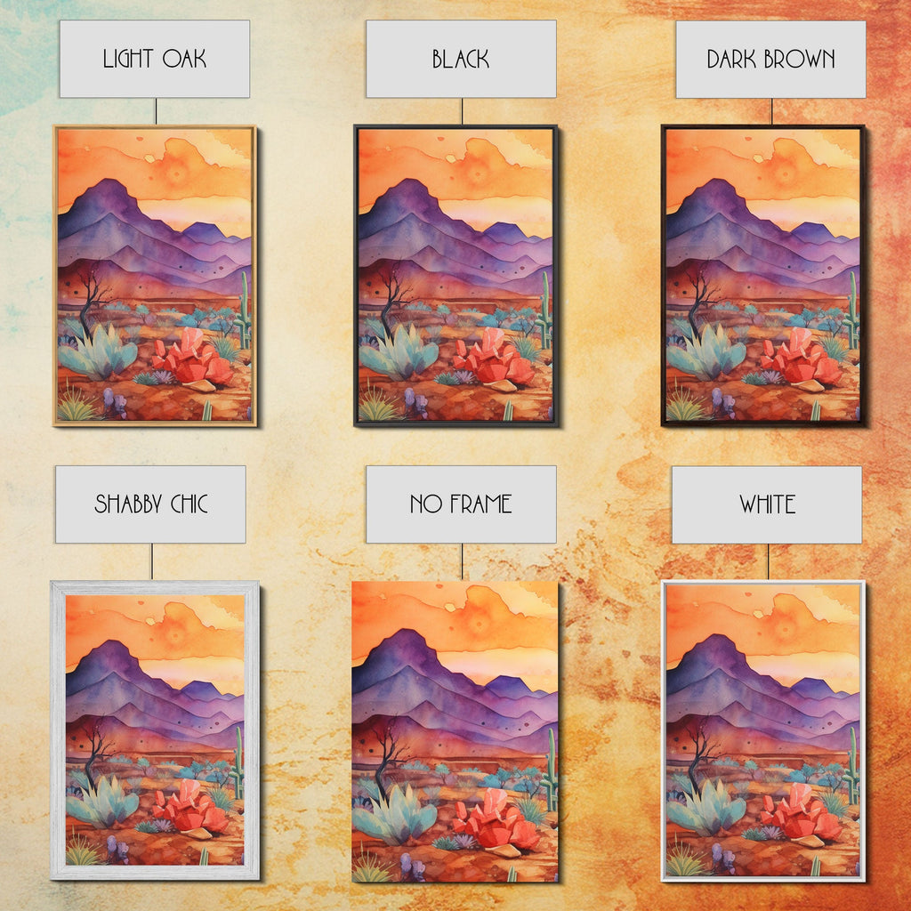 Black Framed 3 Piece Wall Art, Southwestern Desert Scene at Sunset, Minimalist Wall Art, MCM Style Midcentury Wall Decor, Above Sofa Art | | Wiccan Center