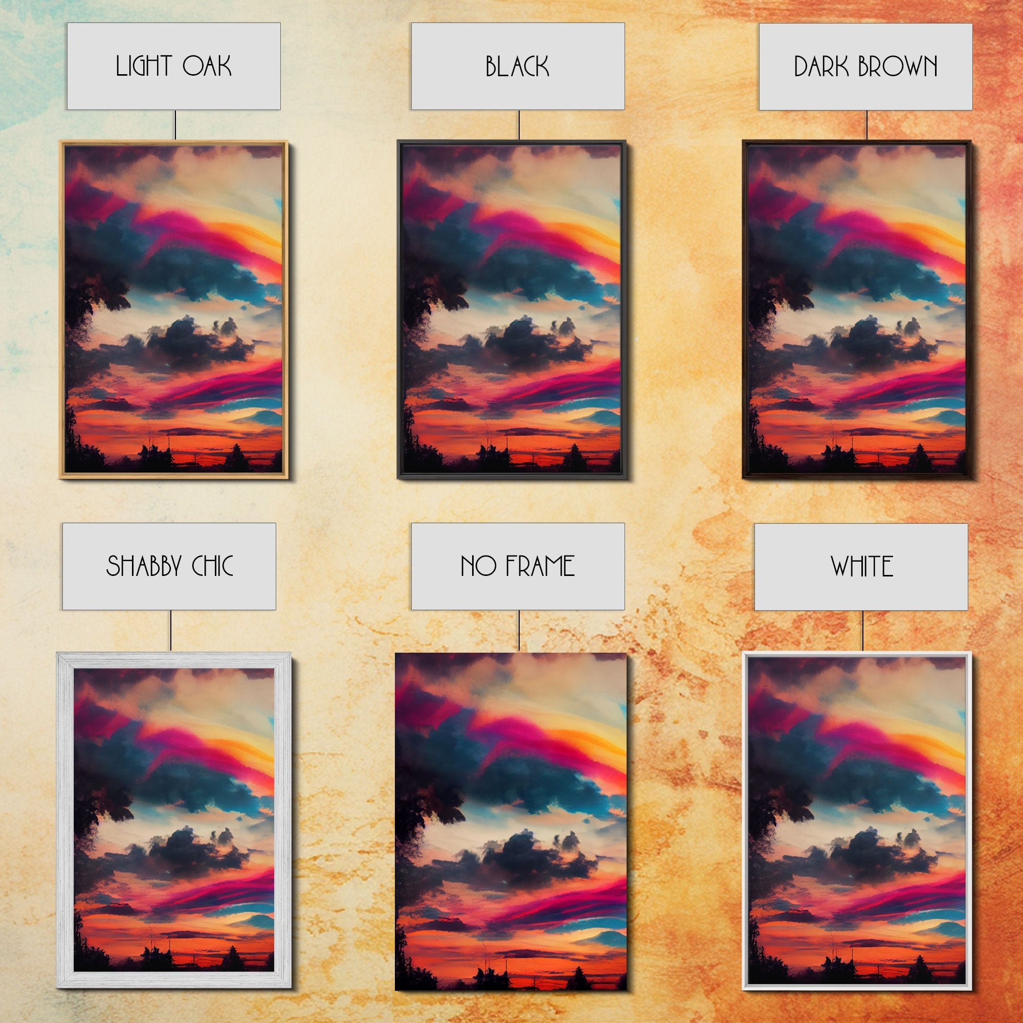 Psychedelic sunset, beautiful colorful wall art, 3 piece canvas print, three piece wall art, living room above the couch art, sun rise art | | Wiccan Center