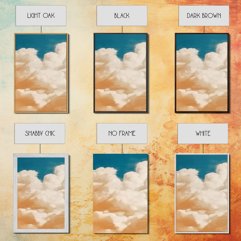 Framed Canvas Wall Art Set of 3 Pastel Clouds, Navy Blue Sky, Nature Landscape Prints, Minimalist Modern Art Nature Boho Wall Decor | | Wiccan Center