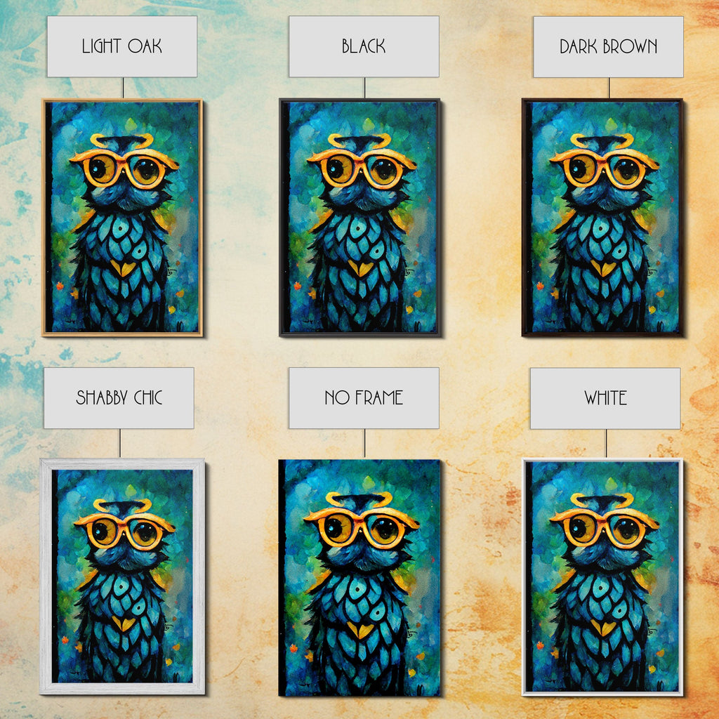 Wise Owl With Glasses Canvas Art - Owl Painting - Owl Wall Decor | | Wiccan Center
