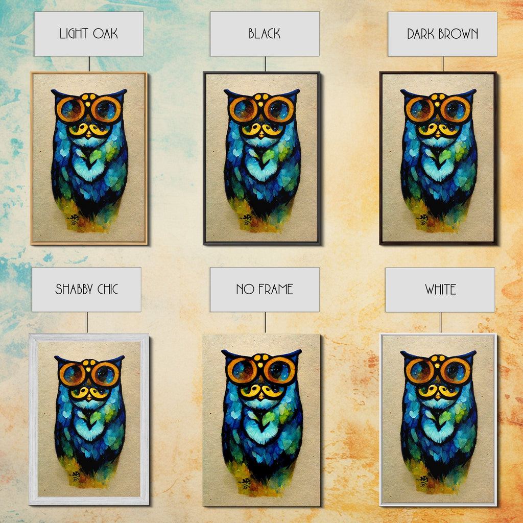 Wise Owl With Glasses Canvas Art - Owl Painting - Owl Wall Decor | | Wiccan Center
