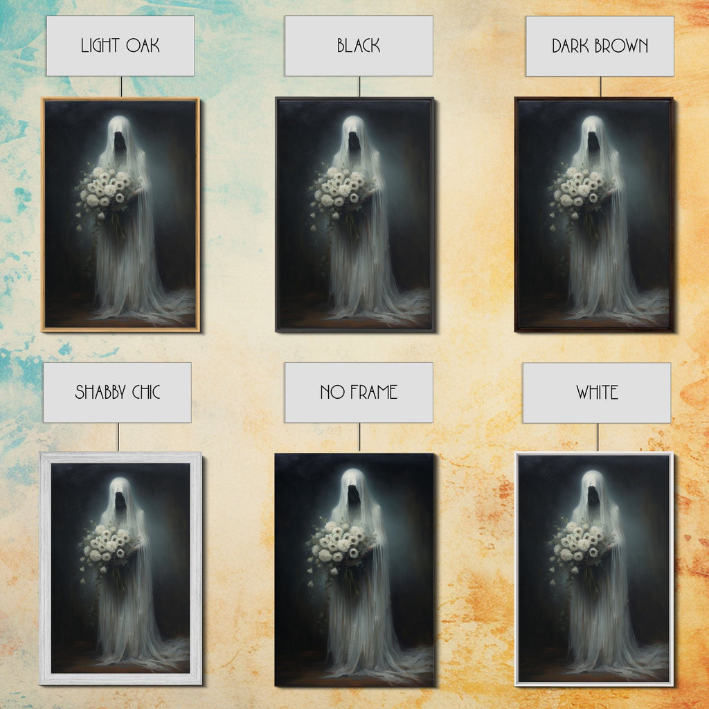 The Ghost With The Flowers, Halloween Canvas Print, Framed Canvas, Unique Wall Art, Goth Art, Dark Academia, Witch Art, Witchcraft | | Wiccan Center