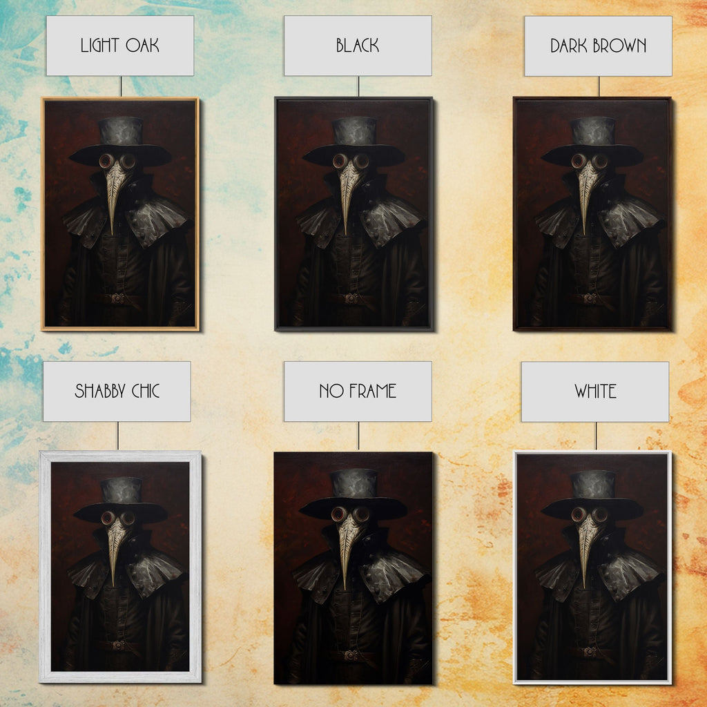 Gothic Victorian Plague Doctor Portrait, Dark Academia, Gothic Art, Framed Canvas Print, Wall Art, Halloween Decoration
