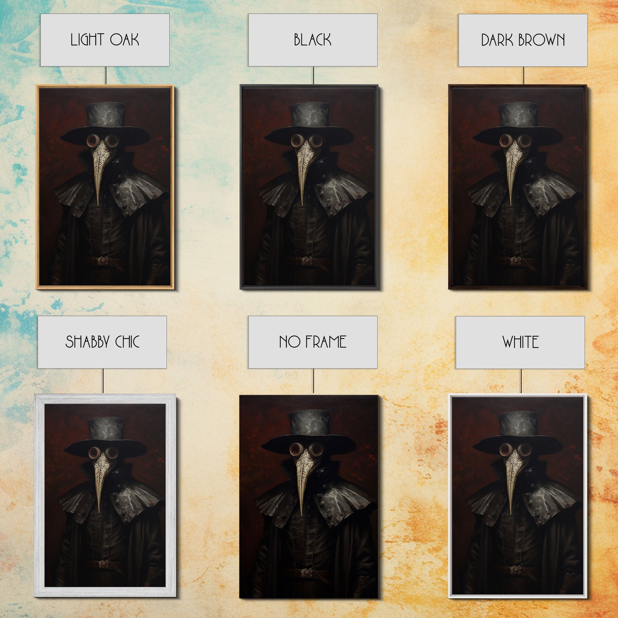 Gothic Victorian Plague Doctor Portrait, Dark Academia, Gothic Art, Framed Canvas Print, Wall Art, Halloween Decoration