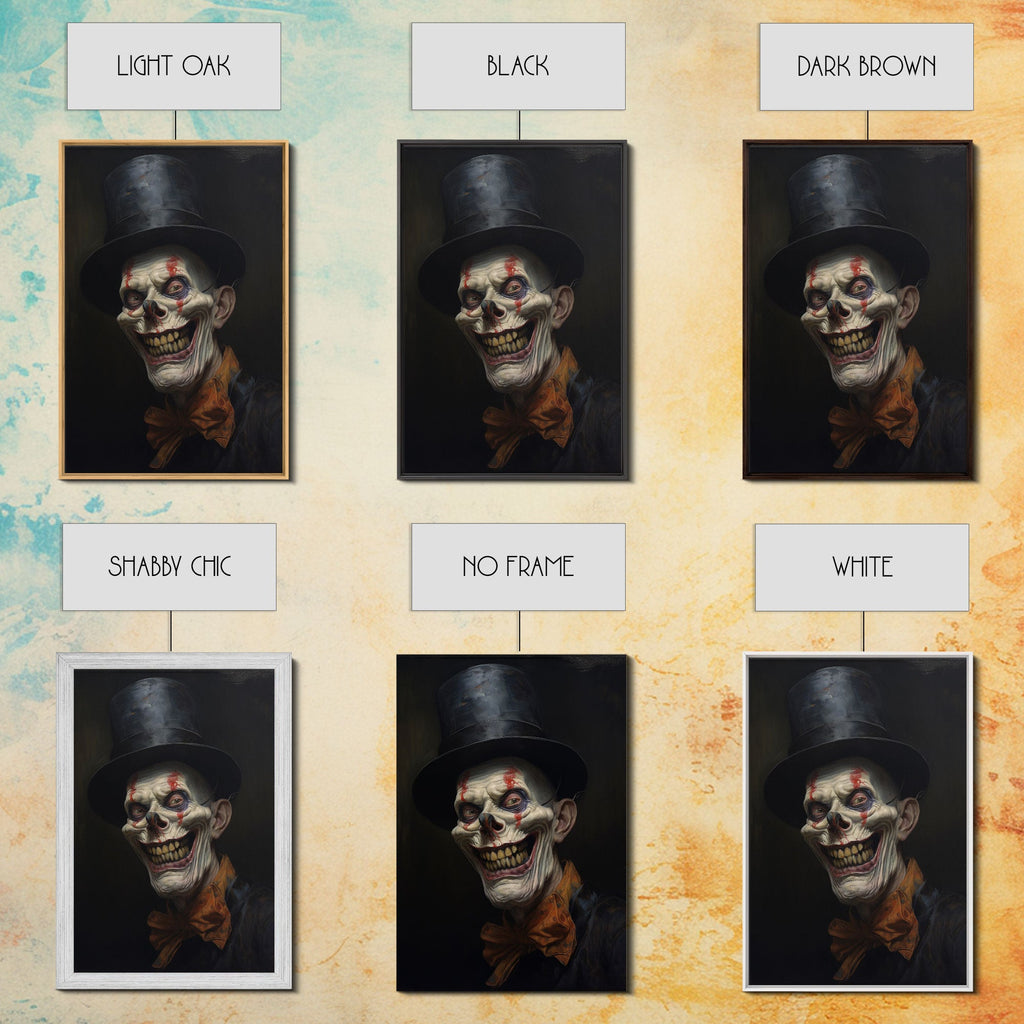 Creepy Clown Art Canvas Print, Victorian Horror Decor, Gothic Halloween Art, Framed Canvas, Halloween Canvas, Scary Wall Art, Unusual Decor