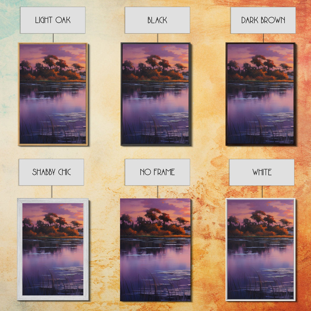 Beautiful 3 Piece Wall Art, Framed Canvas Print, 3 Piece Set, Lake House Decor, Sunset Over The Purple Marsh, Above Sofa Art | | Wiccan Center