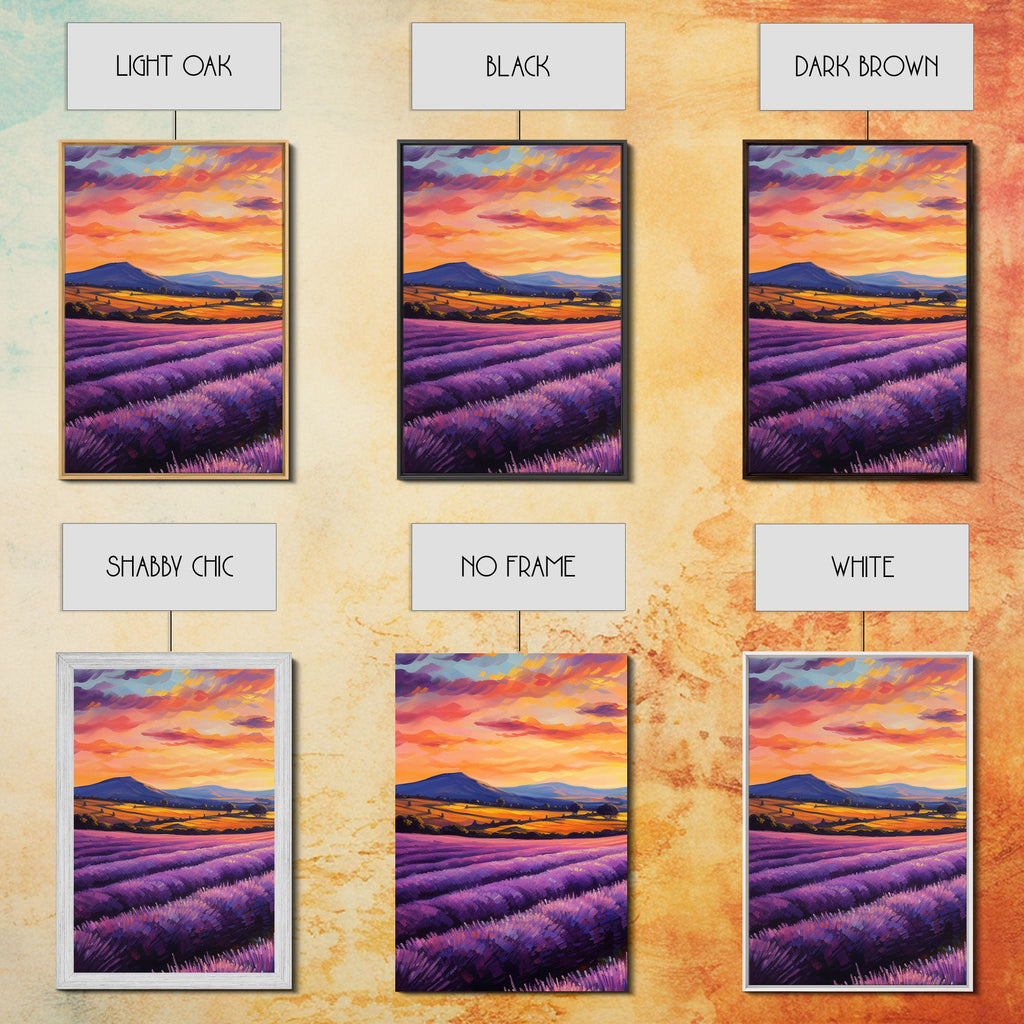 Purple Lavender Fields, 3 Piece Wall Art, Framed Canvas Print, Beautiful Original Landscape Painting, Sunset Painting, Farmhouse Decor | | Wiccan Center