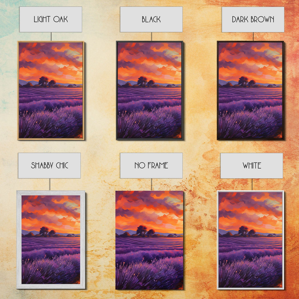 Purple Lavender Fields, 3 Piece Wall Art, Framed Canvas Print, Beautiful Original Landscape Painting, Sunset Painting, Farmhouse Decor | | Wiccan Center