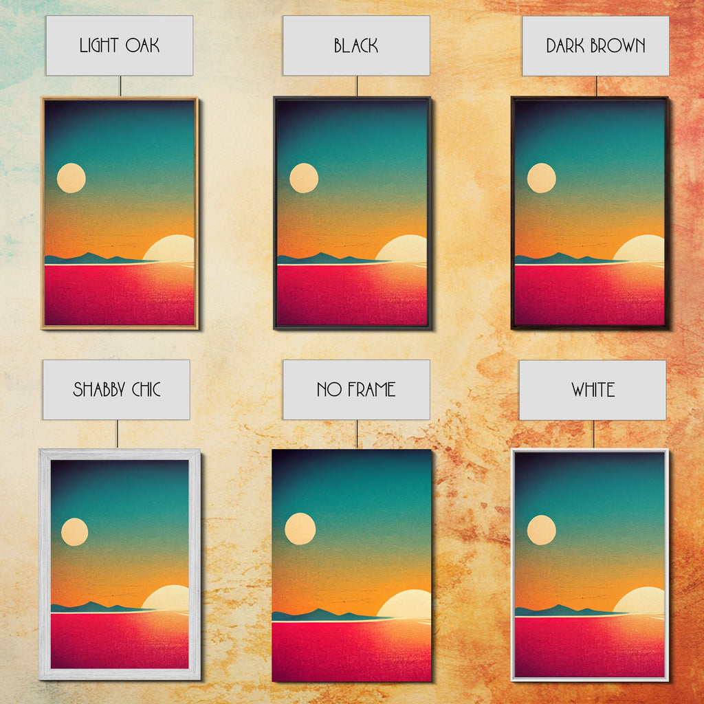 Art Deco Sunset, 3 Piece Wall Art, Ready To Hang Canvas Print, Cool Unique Living Room Wall Art Decor | | Wiccan Center
