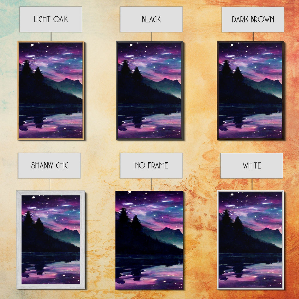 Fantasy Starry Night Magical Forest Landscape, 3 Piece Wall Art, Ready To Hang Canvas Print, Cool Unique Living Room Wall Art Decor | | Wiccan Center