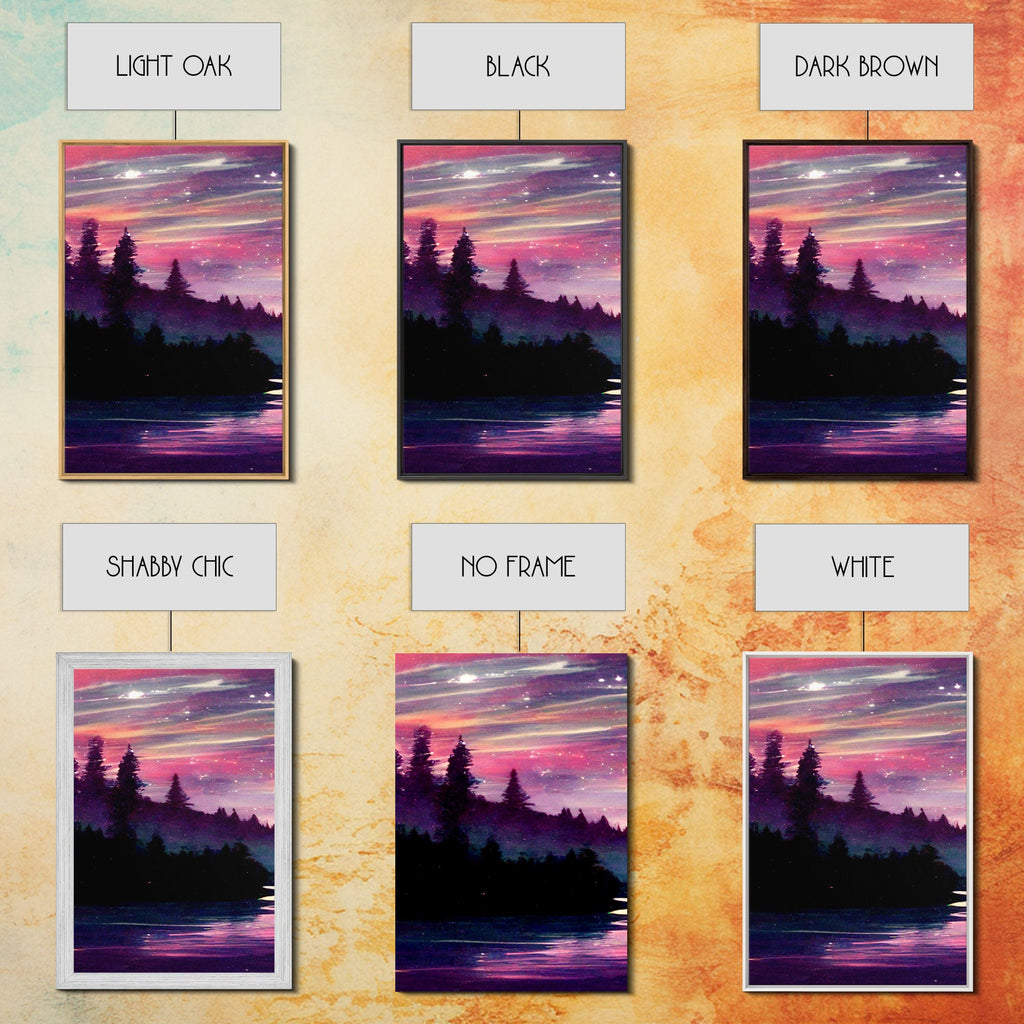 Starry Night Magical Forest Fantasy Landscape, 3 Piece Wall Art, Ready To Hang Canvas Print, Cool Living Room Wall Art Decor | | Wiccan Center