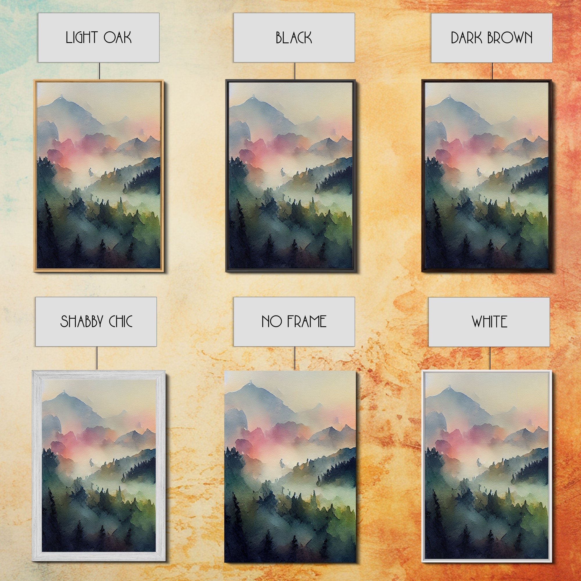 Dramatic Watercolor Sunset Landscape Abstract, Landscape Art, 3 Piece Canvas Decor, 3 Piece Wall Art, Ready To Hang Canvas Prints | | Wiccan Center