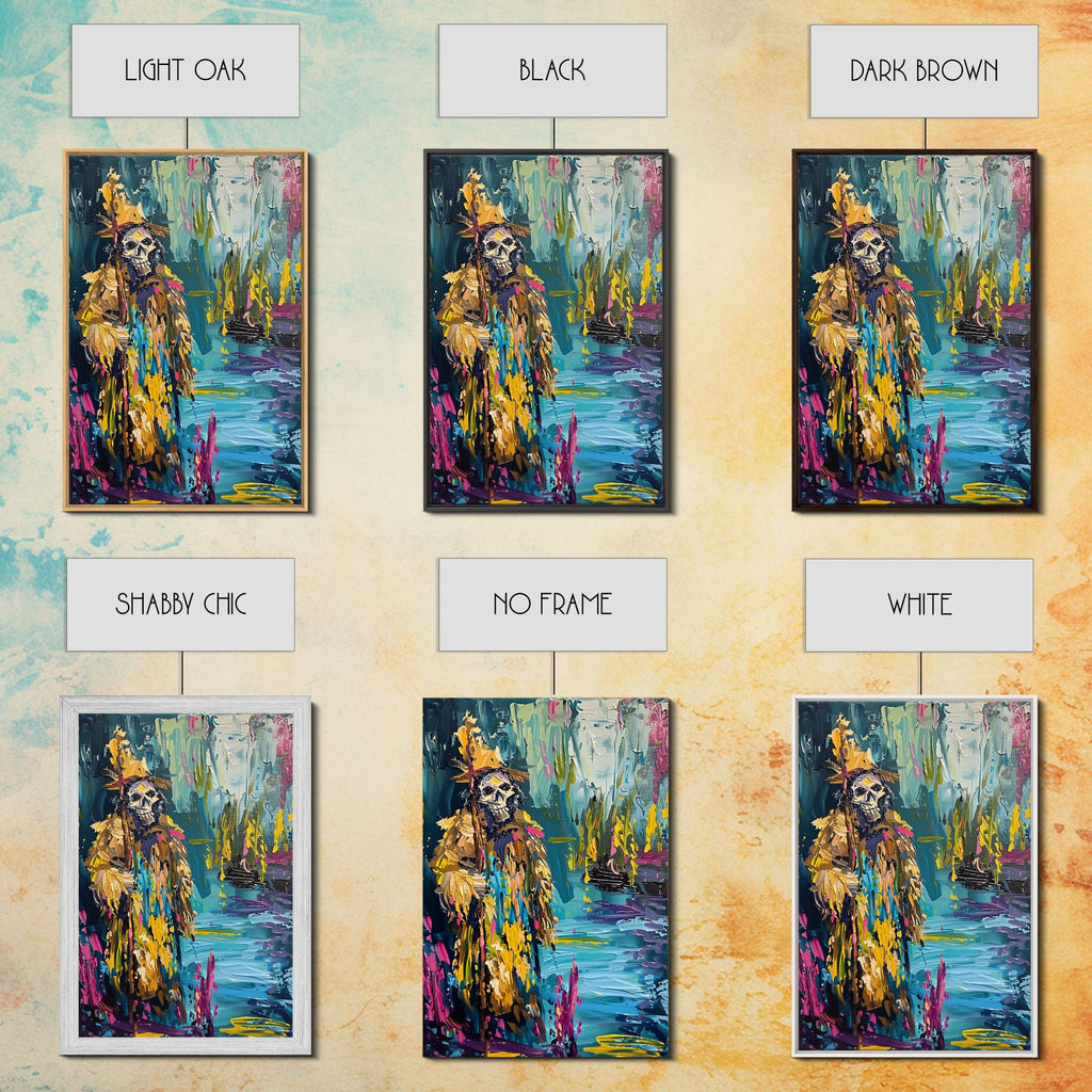 Halloween Skeleton Wizard, Framed Canvas Print, Wall Art, Home Decor, Spooky Artwork, Witchcraft Decor, Fantasy Art, Holiday Decor | | Wiccan Center