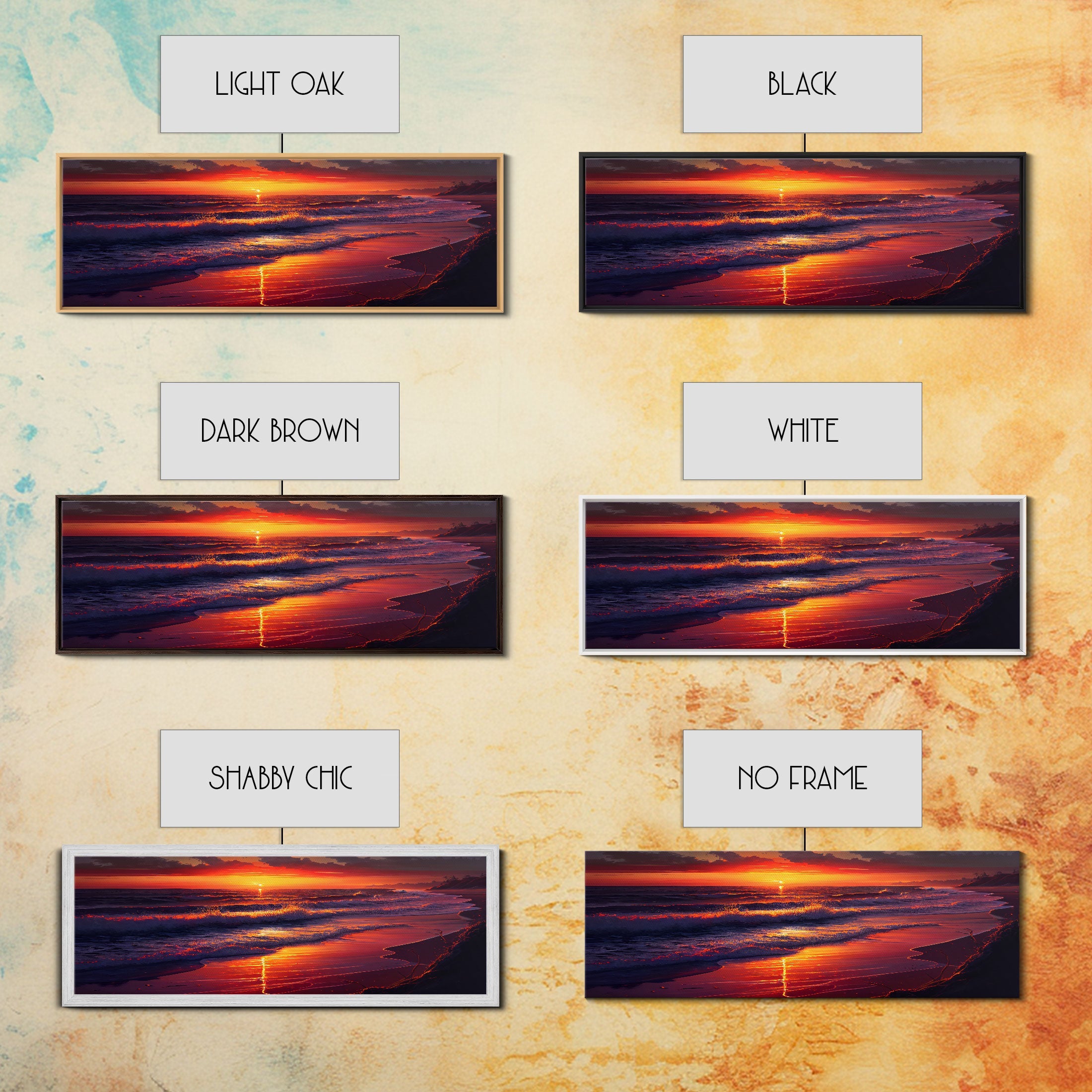 Large Art Sunset, Beach landscape, Coastal Art Print, Beach House, Coastal Decor, Beach Painting, Sunset Art, Framed/Unframed Canvas/Print | | Wiccan Center