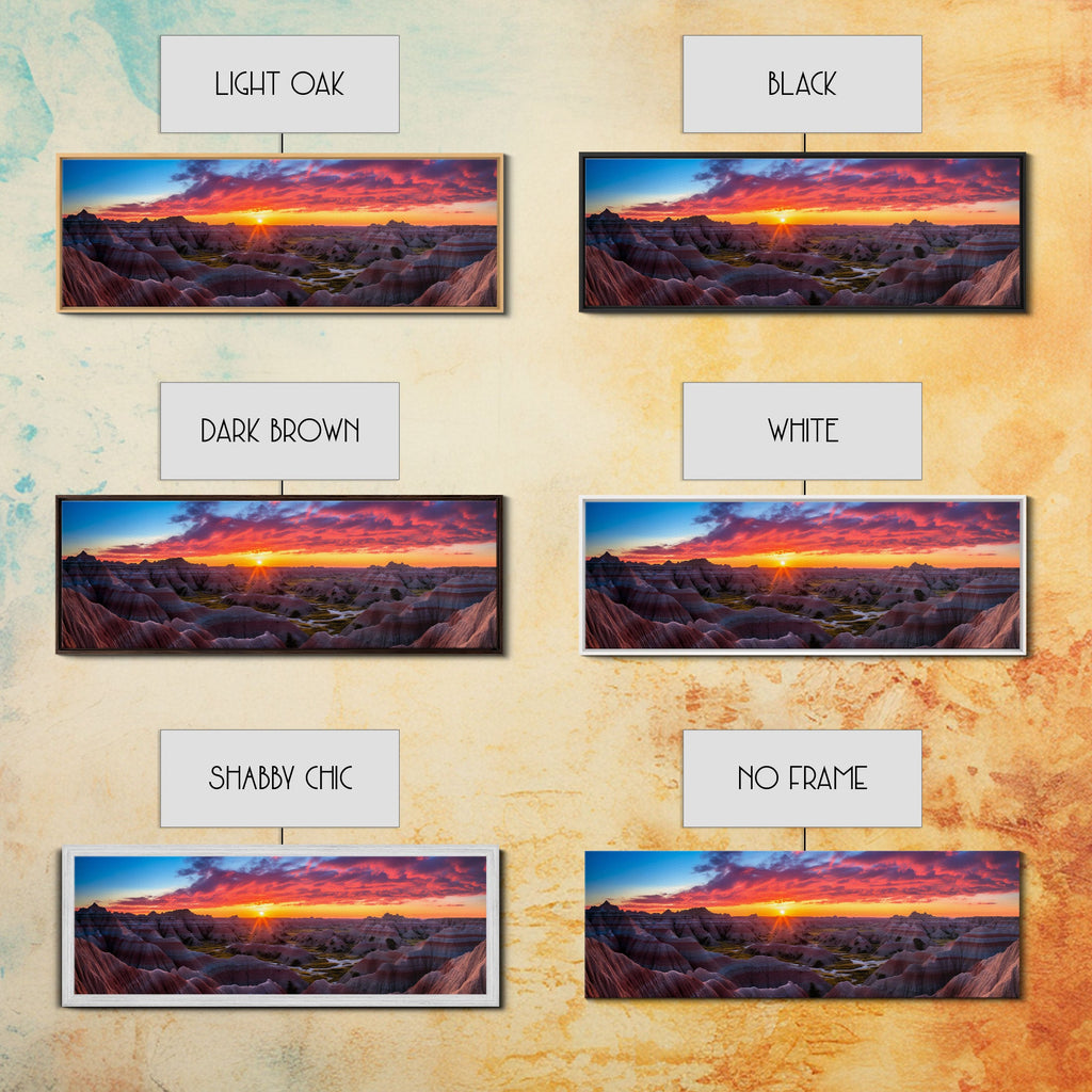 Photographic Panoramic of Badlands National Park, Sunset Photography, National Park Art, Framed Canvas Print, Landscape Photography | | Wiccan Center