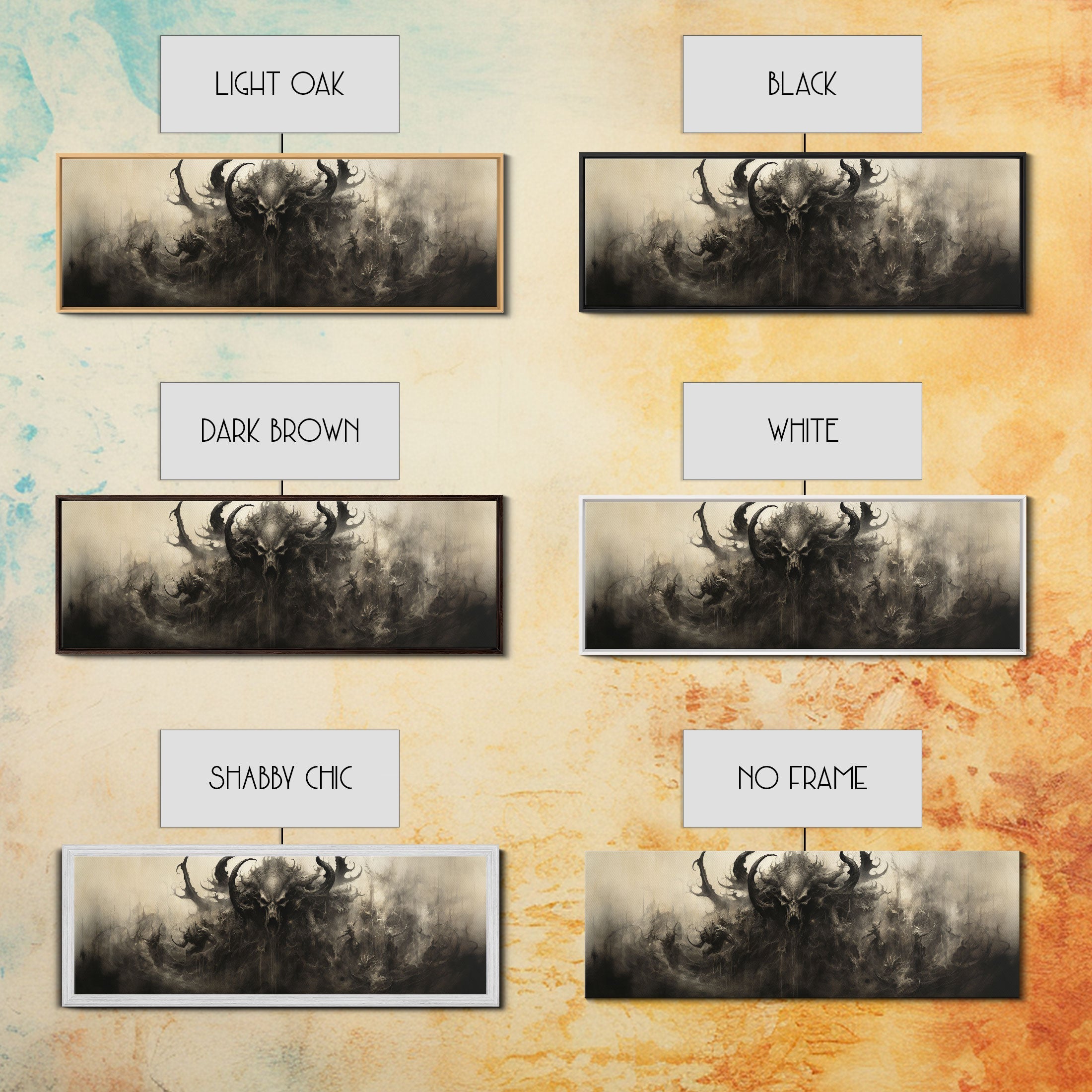 The Demon, Panoramic Canvas Print, Framed Halloween Art, Spooky Decor, Halloween Art, Halloween Wall Art, Halloween Art Print | | Wiccan Center