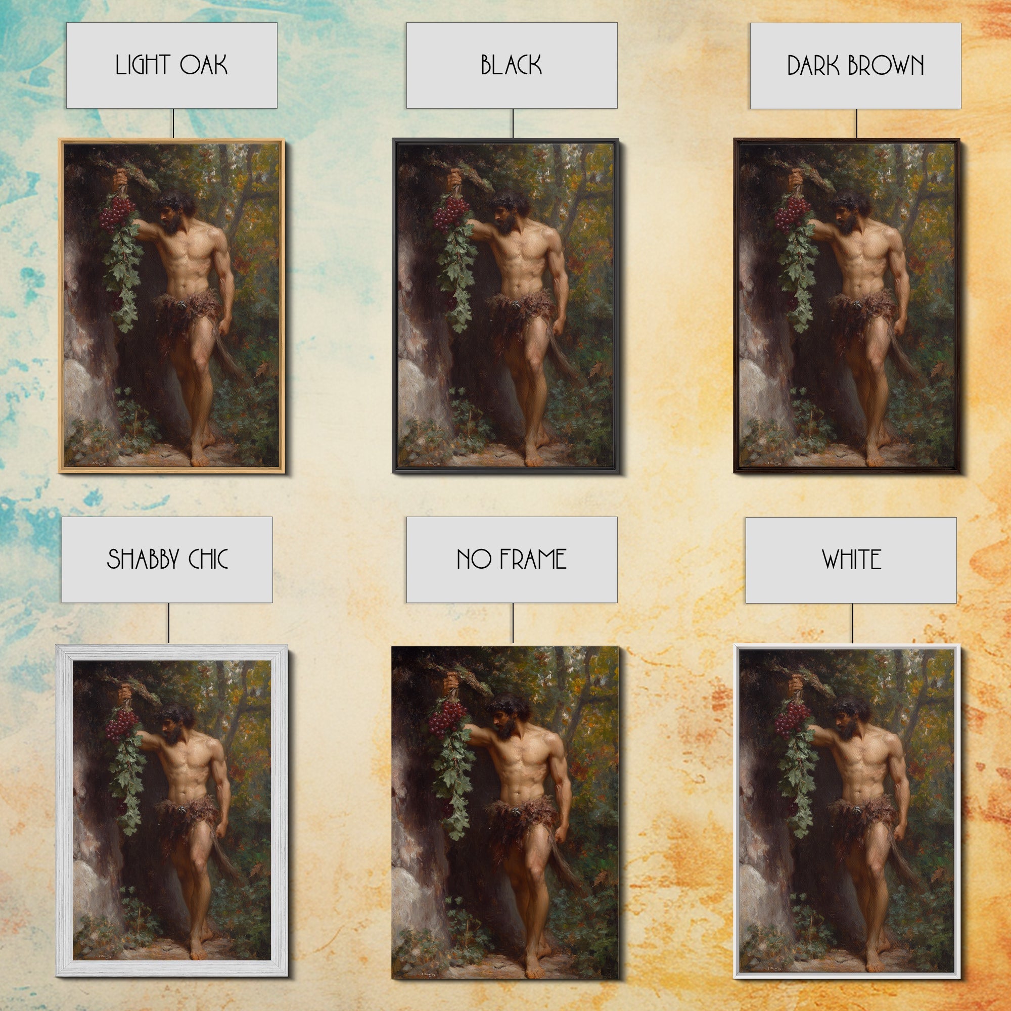 Painting of a Male Figure Canvas Print, Gothic Decor, Dark Academia / Macabre Wall Art, Original Satyr Painting