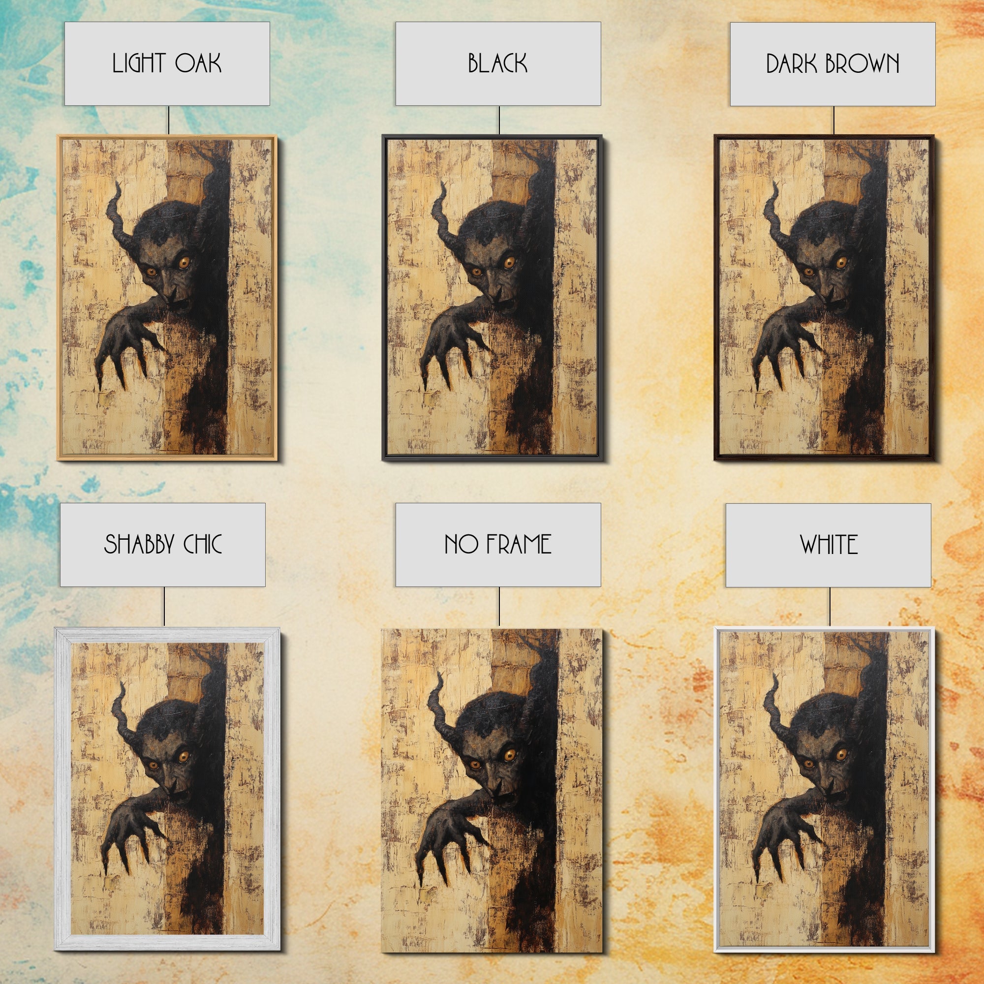Demon Painting Print, Dark Macabre Wall Art, Original Satyr Painting, Witchy Decor, Wall Art For Witches, Witch Familiar Painting | | Wiccan Center