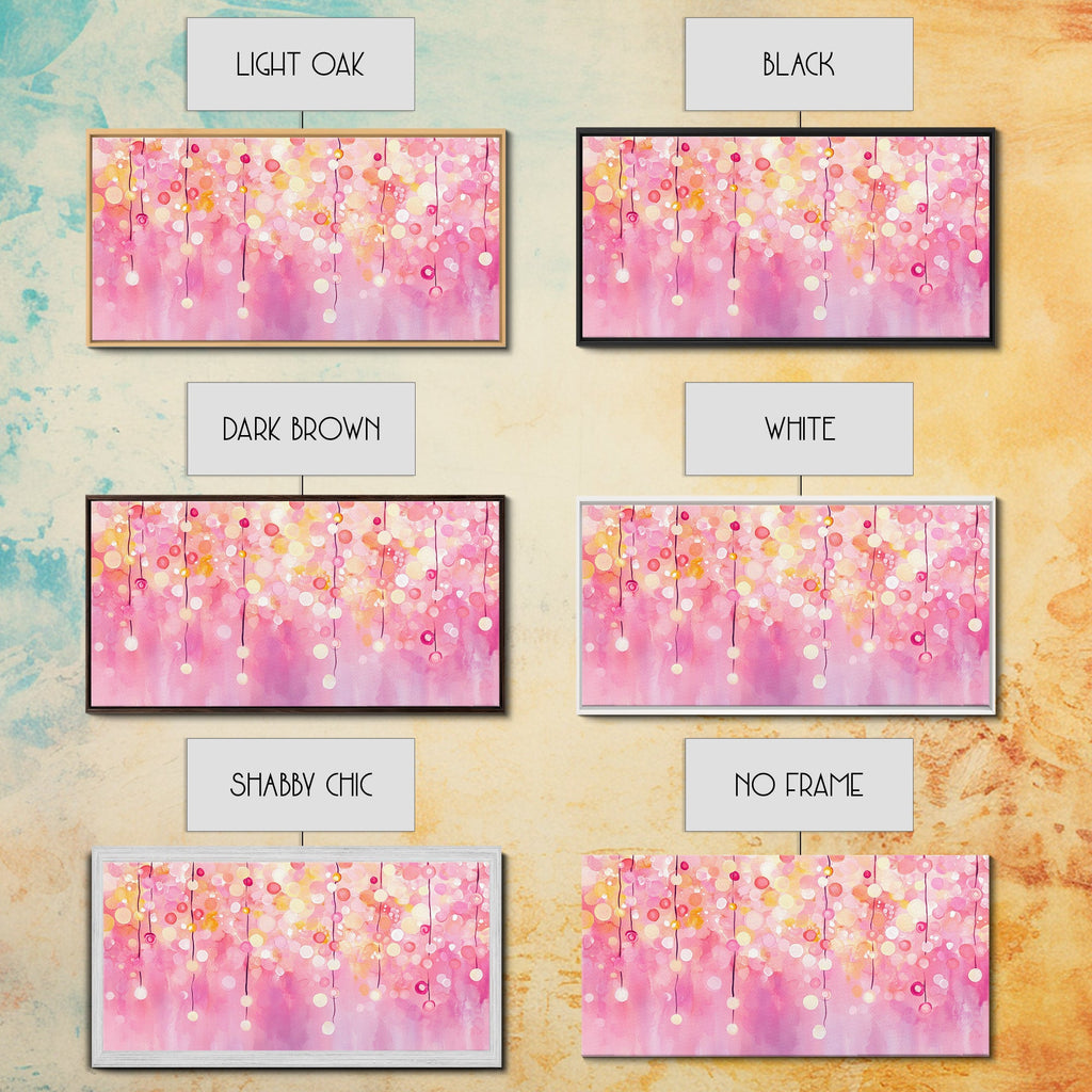 Magical Fairy Light Pink Abstract Canvas Print with Bokeh Lights, Ideal Whimsical Art for Living Room, Vertical Skinny Wall Art | | Wiccan Center
