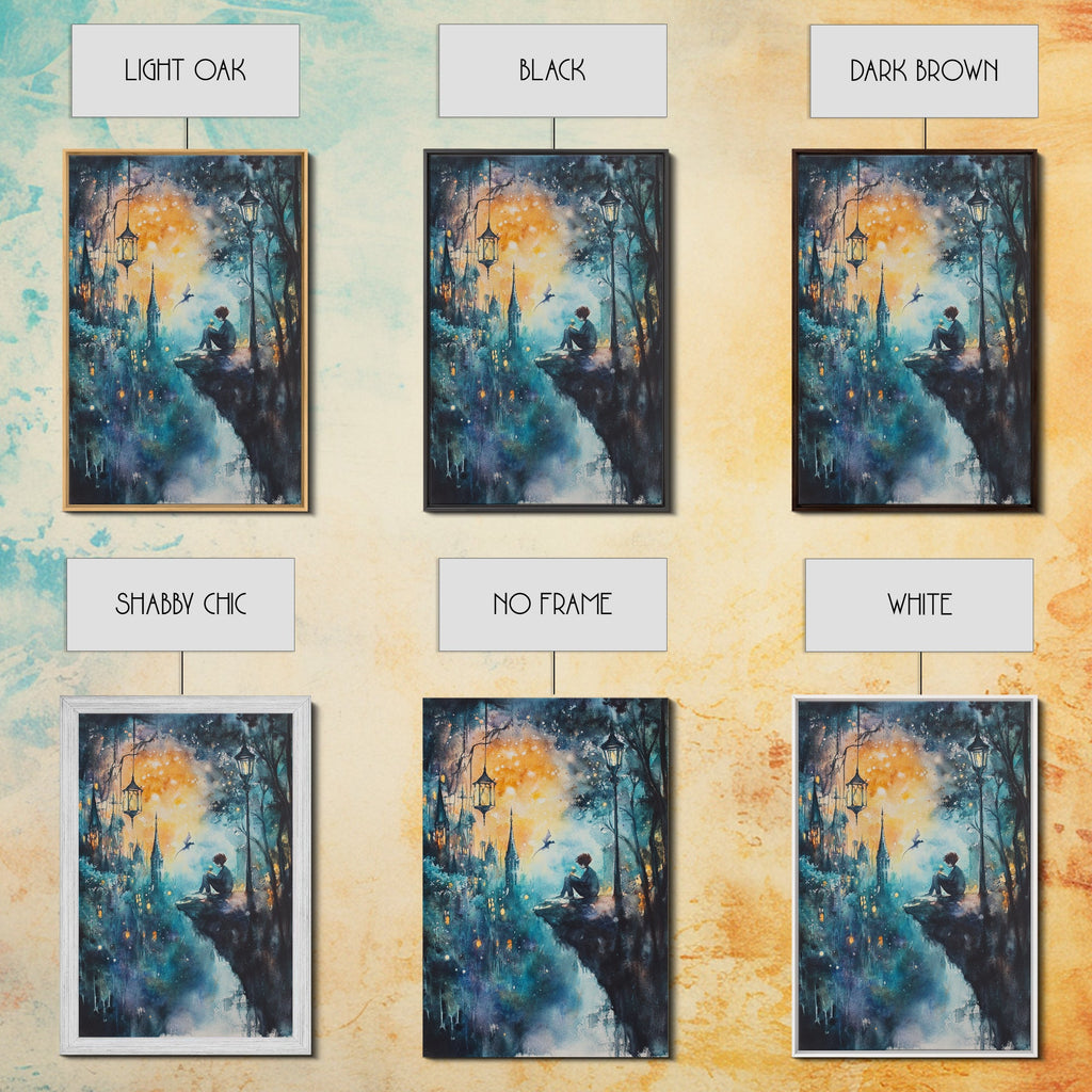 Magical Nightscape Framed Canvas Print Whimsical Fantasy Art Moody Wall Art Gift Idea Living Room Decor Dark Romantic Artwork | | Wiccan Center