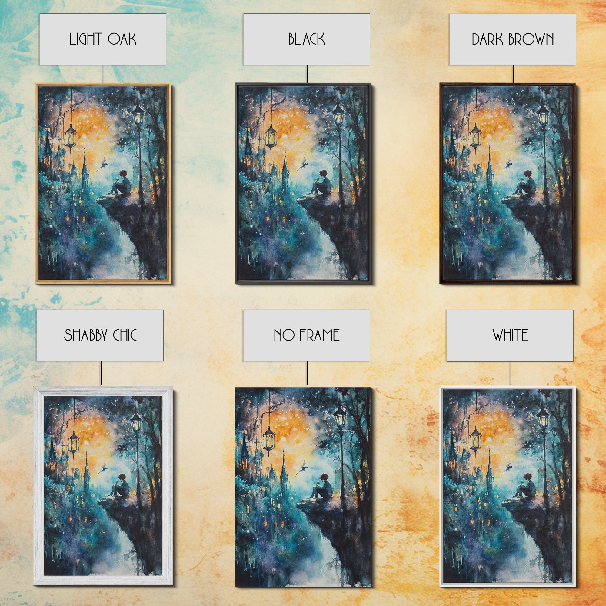 Magical Nightscape Framed Canvas Print Whimsical Fantasy Art Moody Wall Art Gift Idea Living Room Decor Dark Romantic Artwork | | Wiccan Center