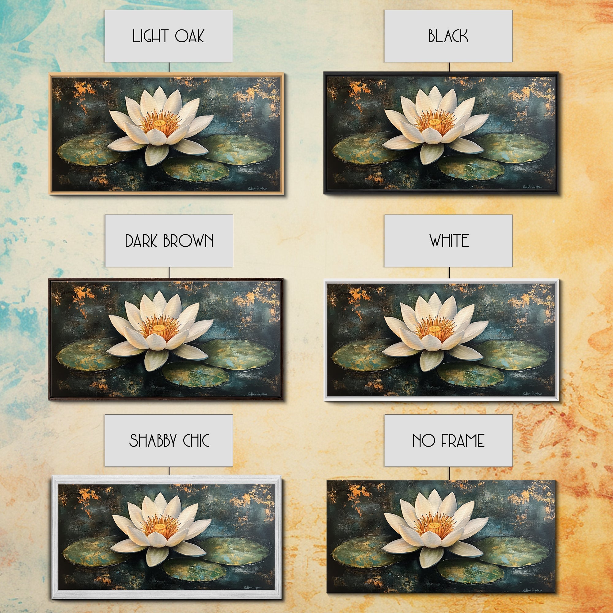 White Lotus, Framed Canvas Print, botanical prints, zen wall art, meditative decor, extra wide painting, spiritual art | | Wiccan Center