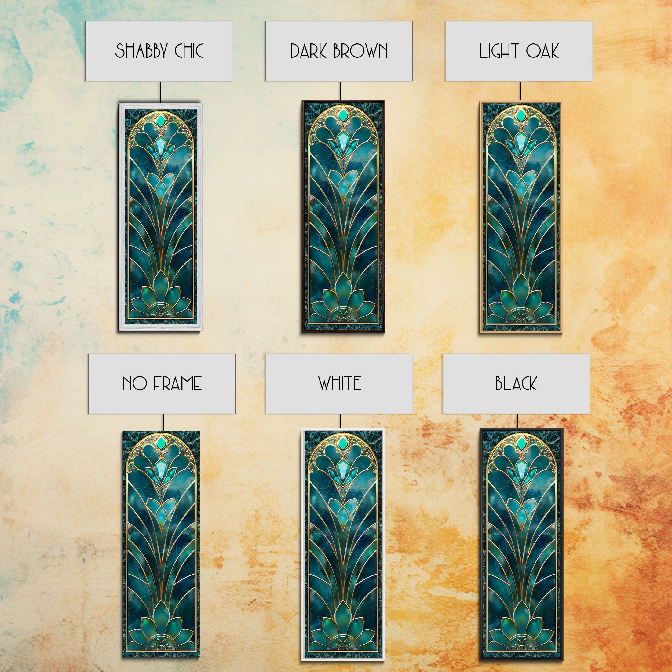 Art Deco Stained Glass Print, Framed Canvas, Wood Frame Wall Art, Retro Style Decor, Roaring 20s Inspired Wall Art | | Wiccan Center