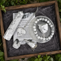 Howlite Crystal Gift Set For Emotional Support and Protection, Real Polished Gemstones. | Merkaba & Platonic Solids | Wiccan Center
