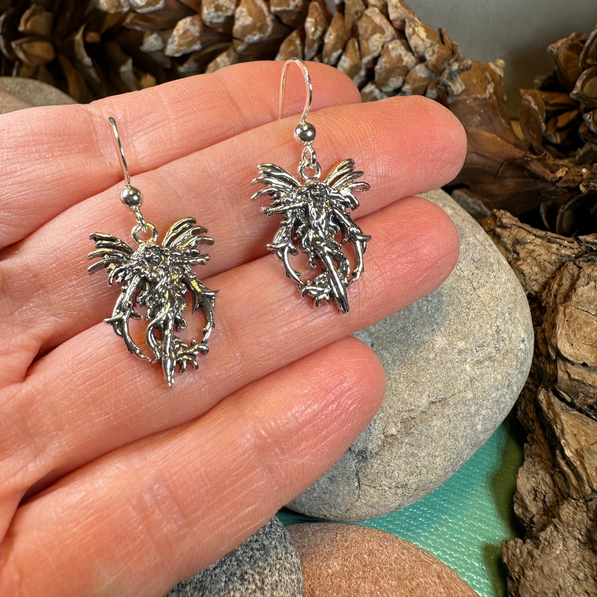 Pixie Fairy Earrings in Sterling Silver | Dangle Earrings | Wiccan Center