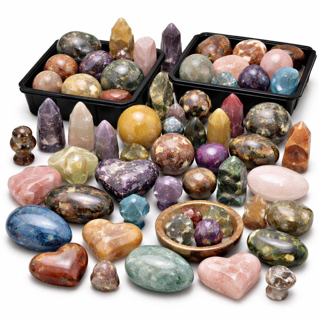 10 LB Mixed Crystal Assortment – Rough & Polished Stones, Palmstones, Tumbles, Carvings & Natural Specimens | | Wiccan Center