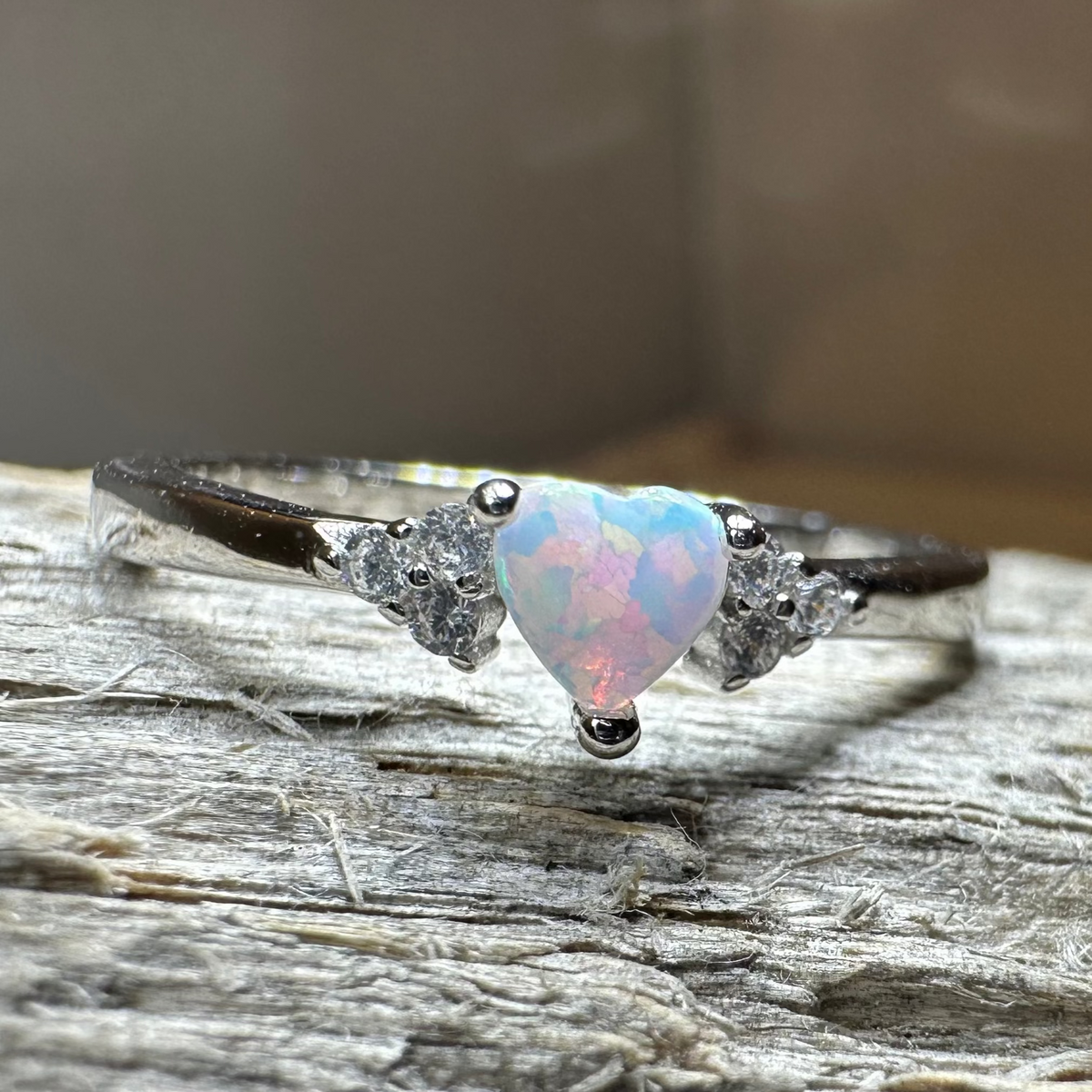 Petite Opal Heart Ring in Sterling Silver | Ring | Wiccan Center